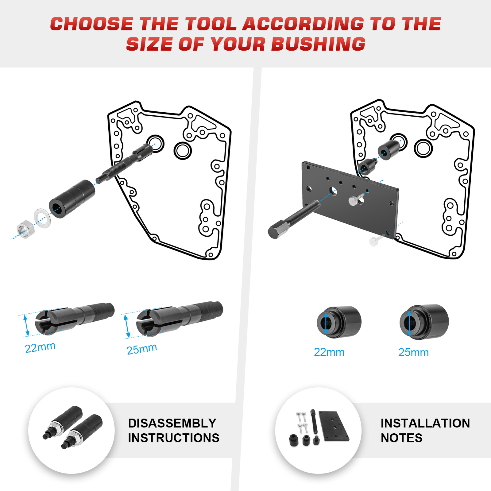 Twin Cam Inner Cam Bearing Installer & Puller Tools For Harley Davidson 1999-UP
