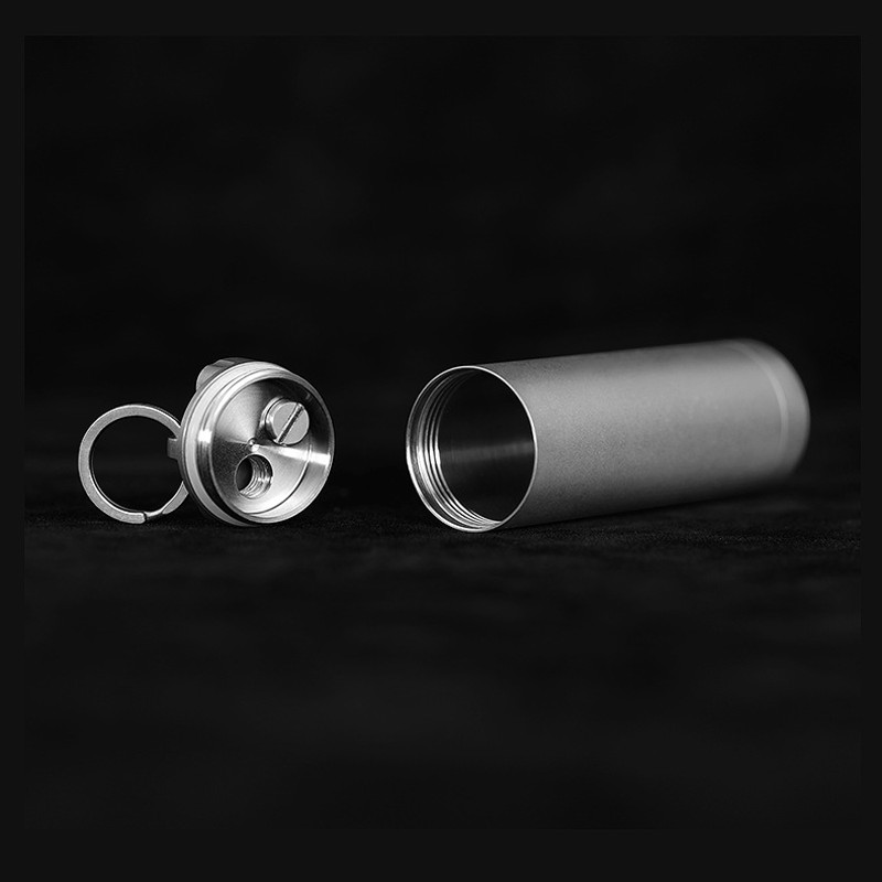 Waterproof Titanium Medication Pill Container Box Bottle Case Keychain Holder