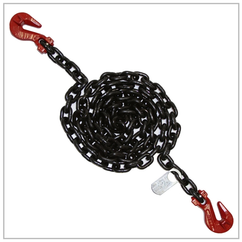 9/32" Lifting Chain 6 FT Grade 80 Single Leg Grab Hooks Tagged Overhead USA Made
