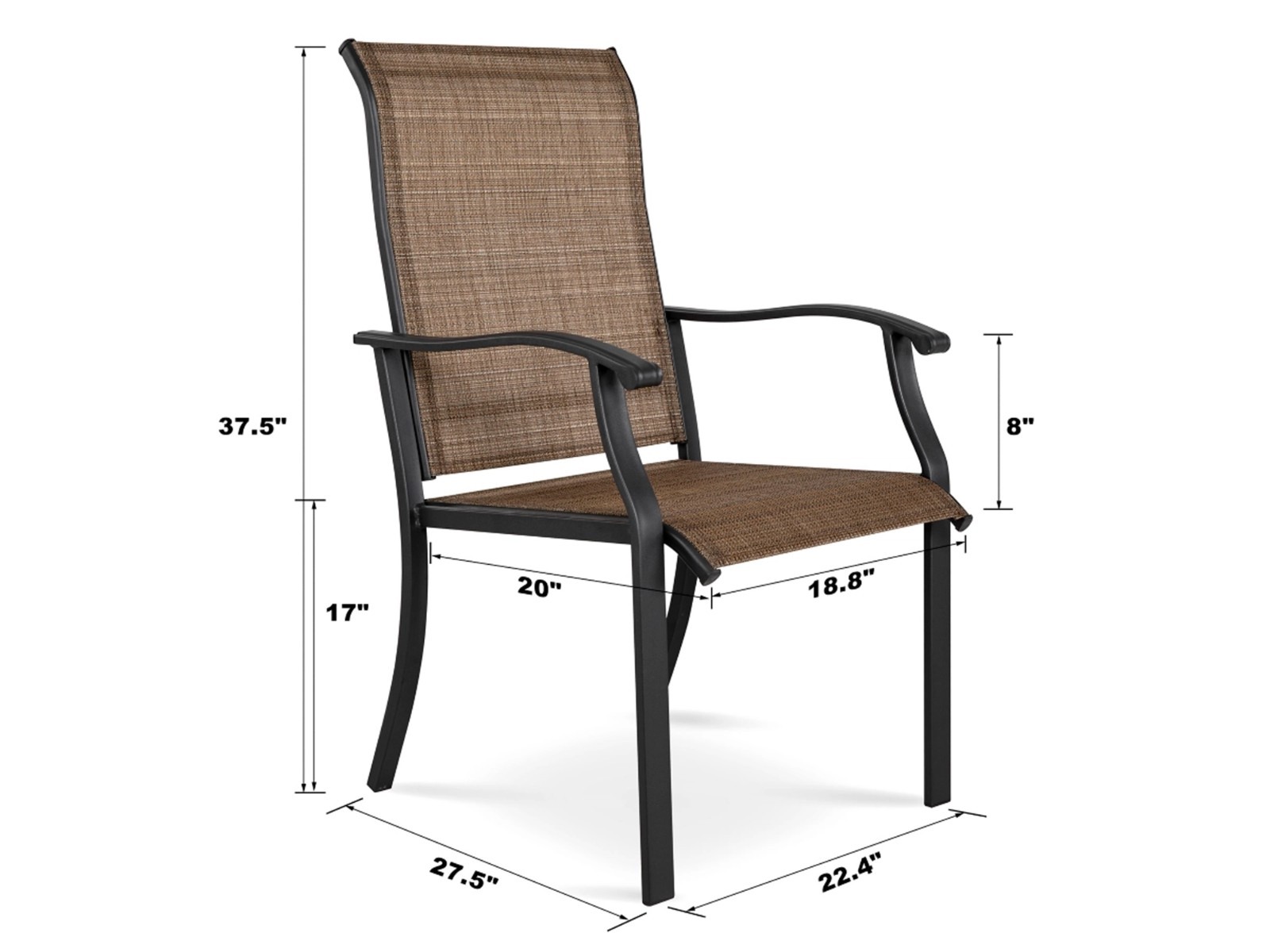 SET OF 2 Nuu Garden Outdoor Dining Chairs Textilene Fabric with Armrests Patio