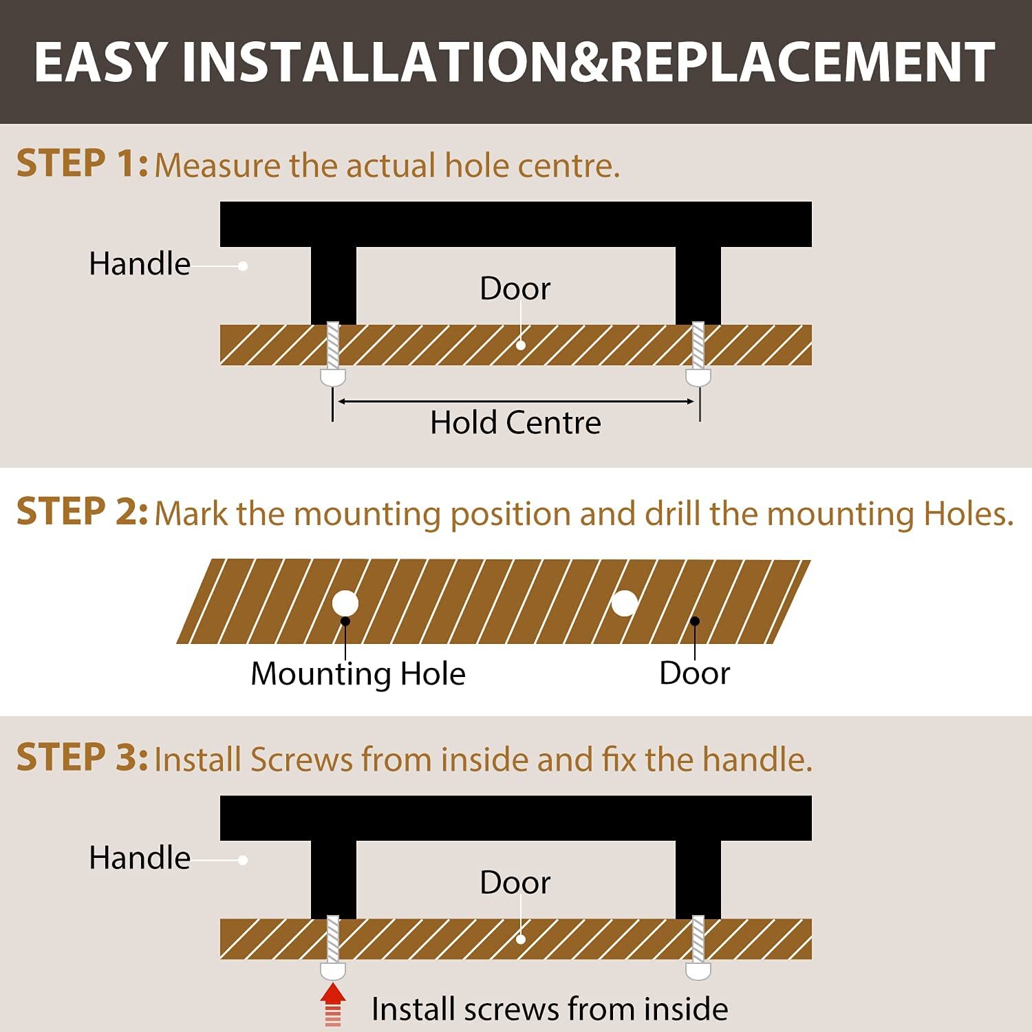 Matte Black Square Modern Cabinet Handles Pulls Kitchen Drawer Stainless Steel