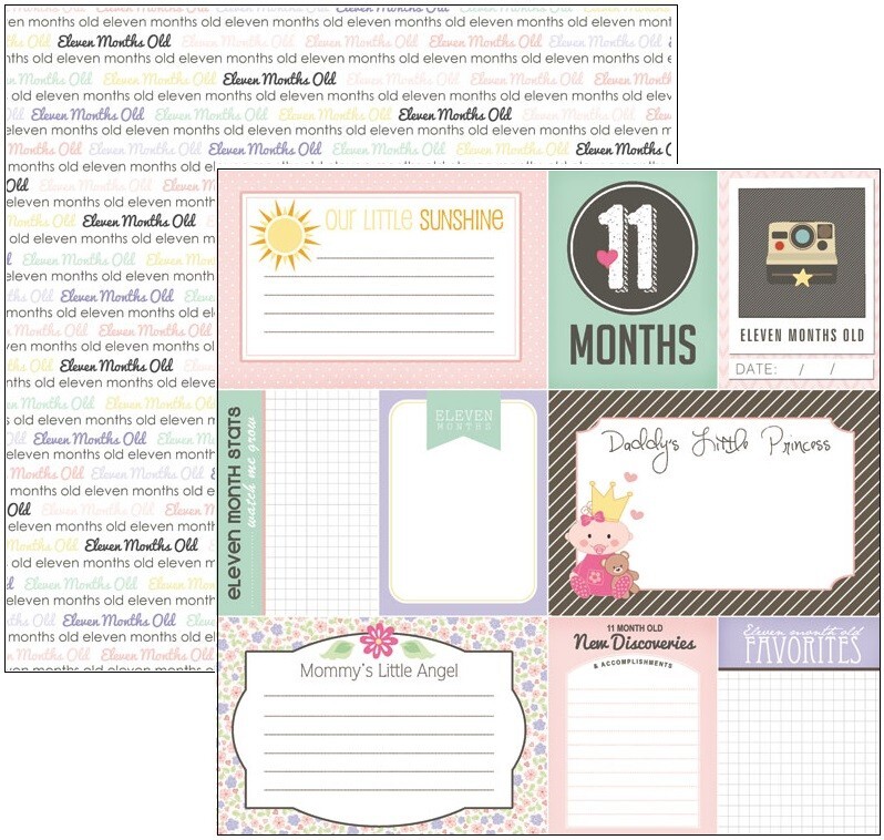 Baby's First Year, Girl, 13 sheets, scrapbook paper - Scrapbook Customs 36984