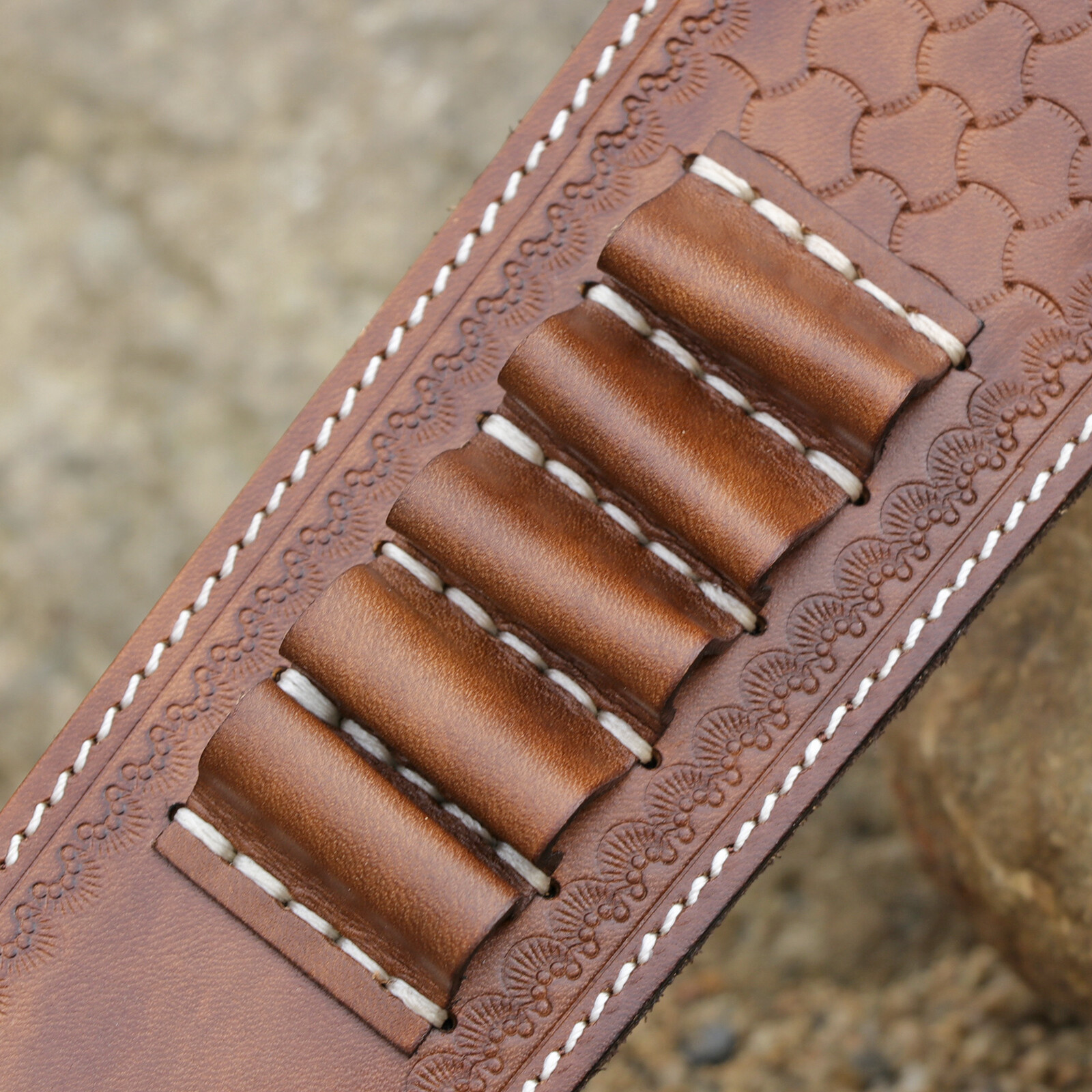 TOURBON 2 Points Genuine Leather Gun Sling Rifle Ammo Carry Strap Rest Hole