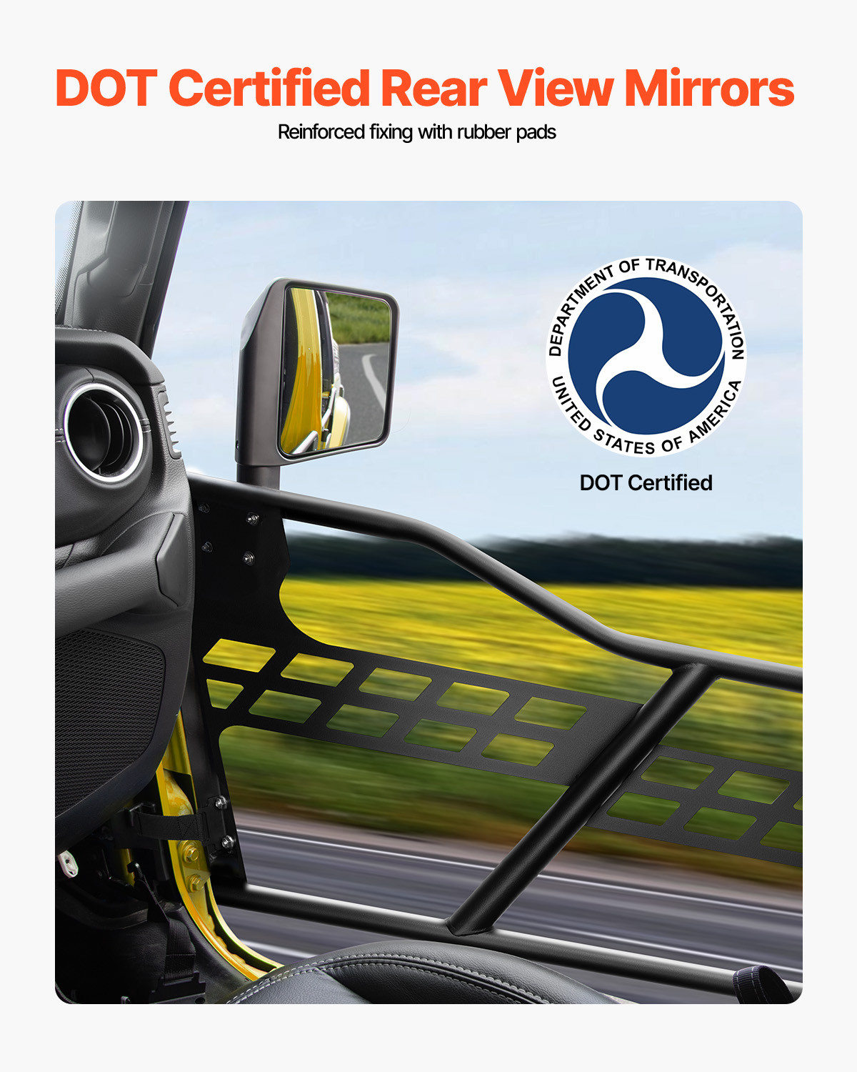 Front+Rear Side Tube Doors & Side View Mirrors For 2007-2018 Jeep Wrangler JK