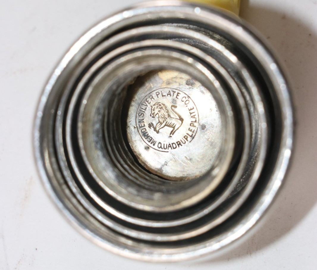 1888 Antique Silverplate Flask & Collapsible Cup/Lid w/ Monogram 5 1/2 x 4''