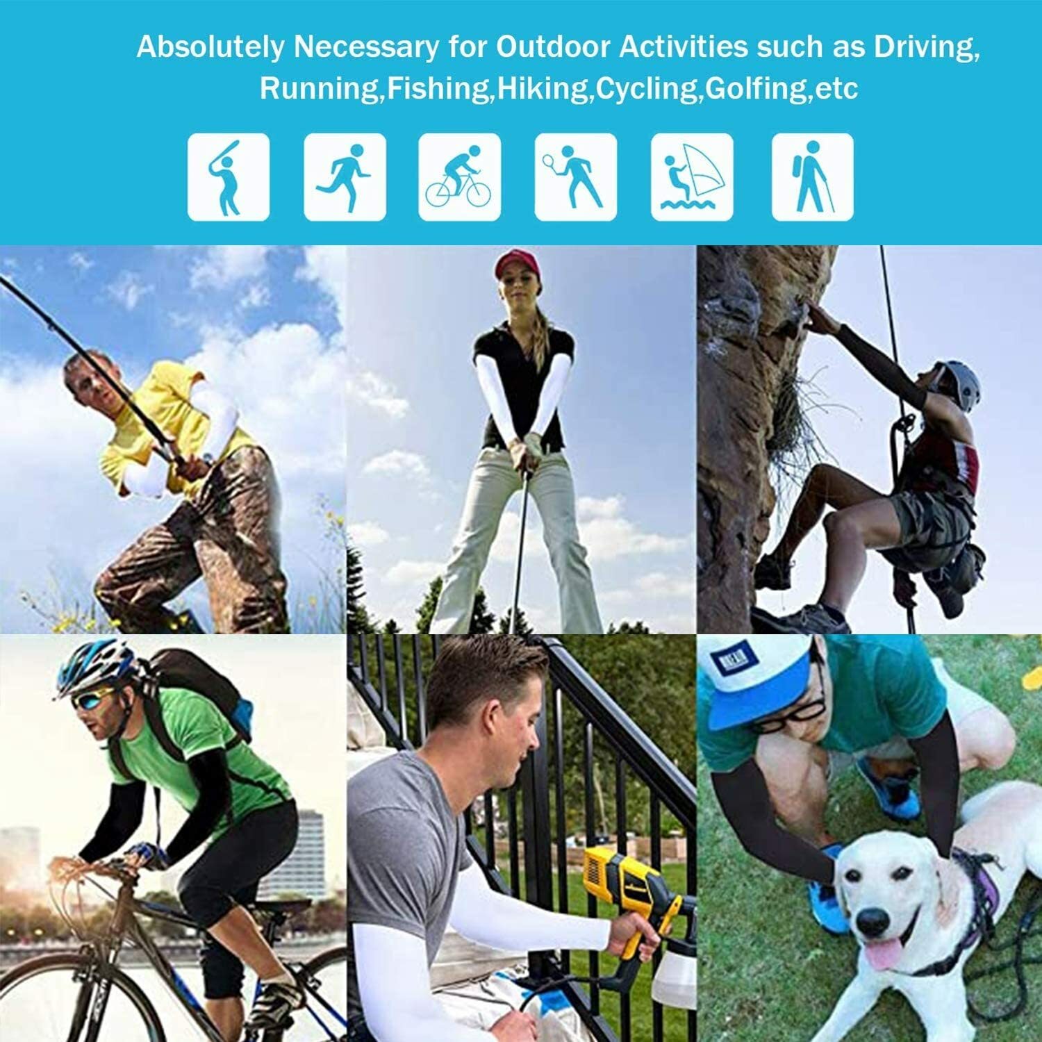 Outdoor Sport UV Sun Protection Arm Sleeves Cycling Cap Beanie Cap for Men Women