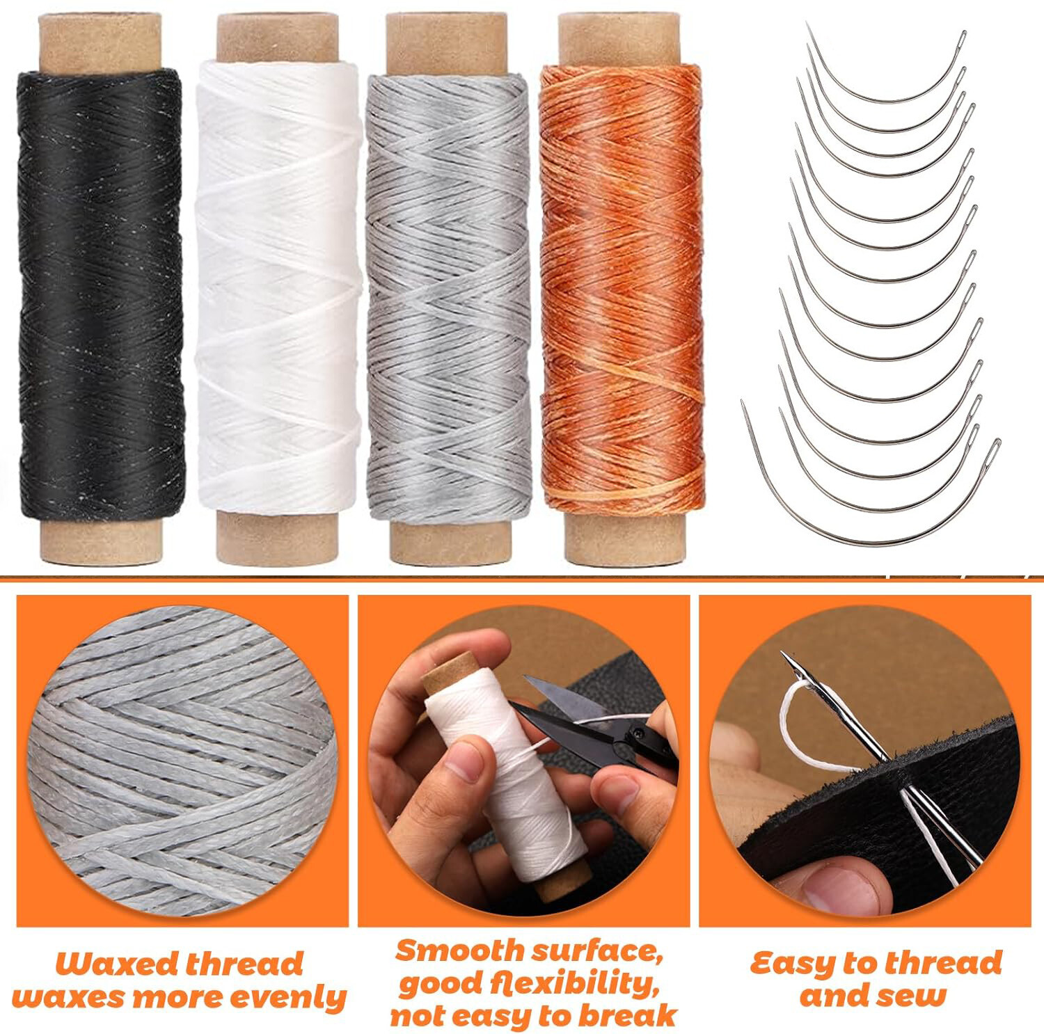 Upholstery Repair Sewing Kit Leather Hand Stitching Needles Thread Awl Tools