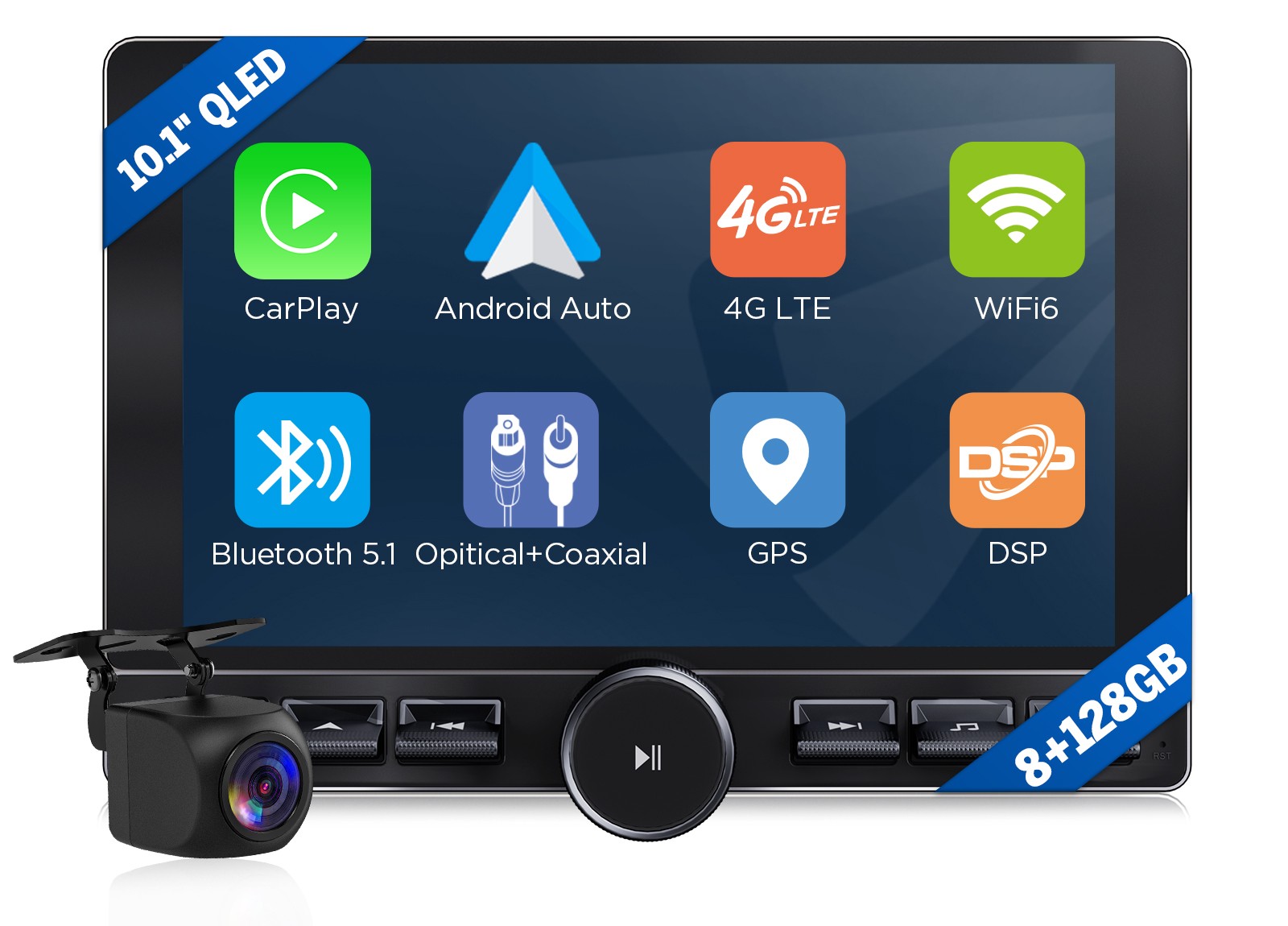 UX6K PRO MAX 2 DIN Android 13 8+128GB 10.1" QLED Car Stereo GPS CarPlay Radio 4G