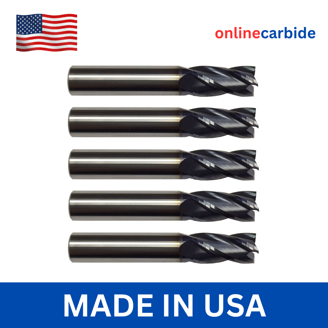 5 PCS 1/4" 4 FLUTE CARBIDE END MILL - TiALN COATED