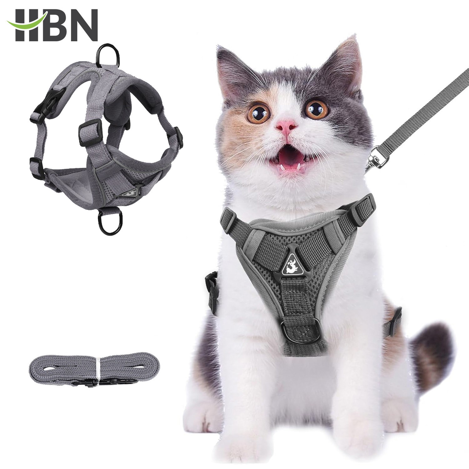 HBN Cat Harness & Leash Set for Walking, Escape Proof Soft Adjustable Vest Har