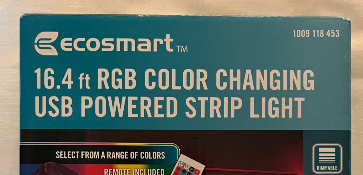 EcoSmart 16.4 ft RGB LED Color Changing USB Powered Light Strip w/remote NIP