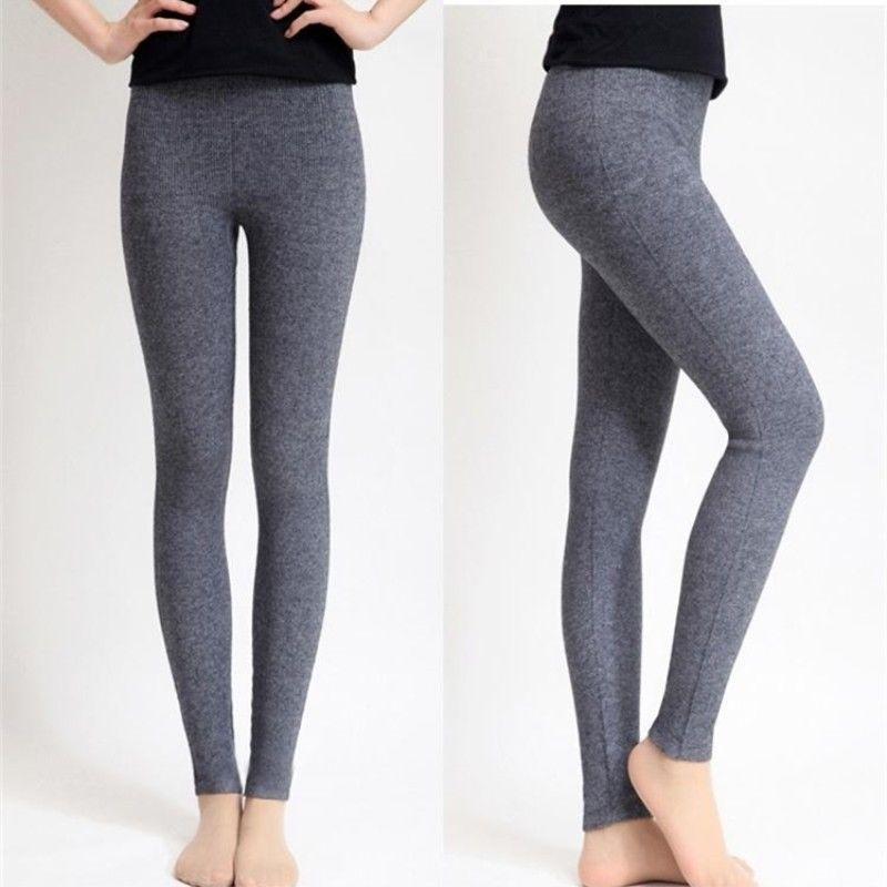 Womens 97% Cashmere Wool Leggings Snug Seamless Pants Thick Winter Warm Comfort
