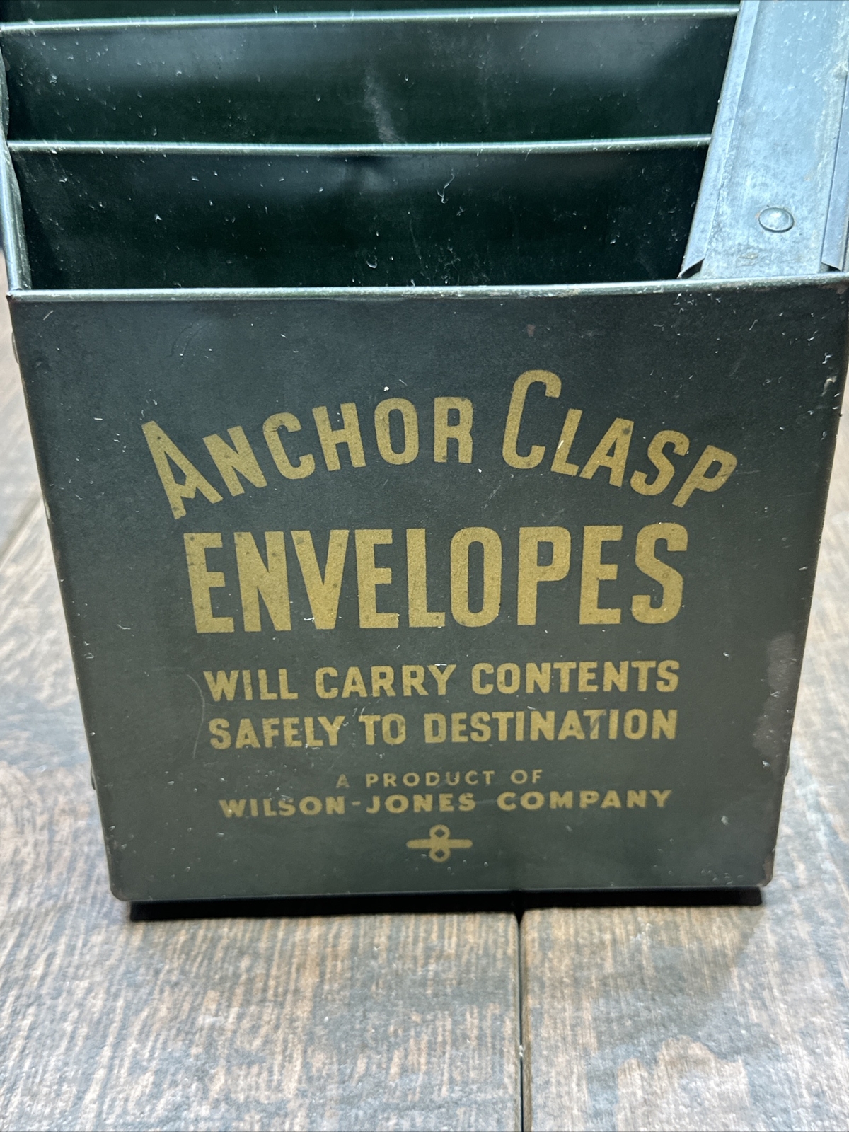 Wilson Jones Envelopes Green Metal Store Display Paper Sorter File Advertising