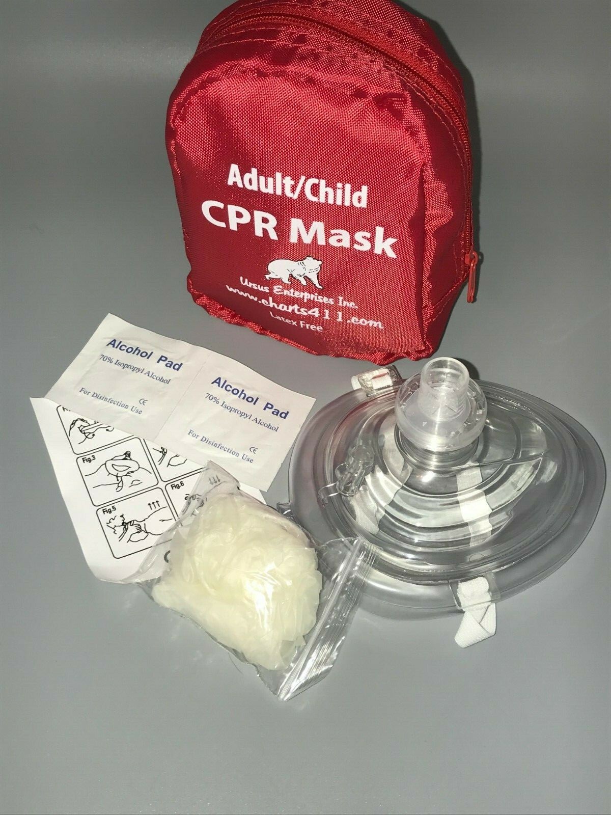 50 Adult/Child Pocket CPR mask Soft case with Gloves