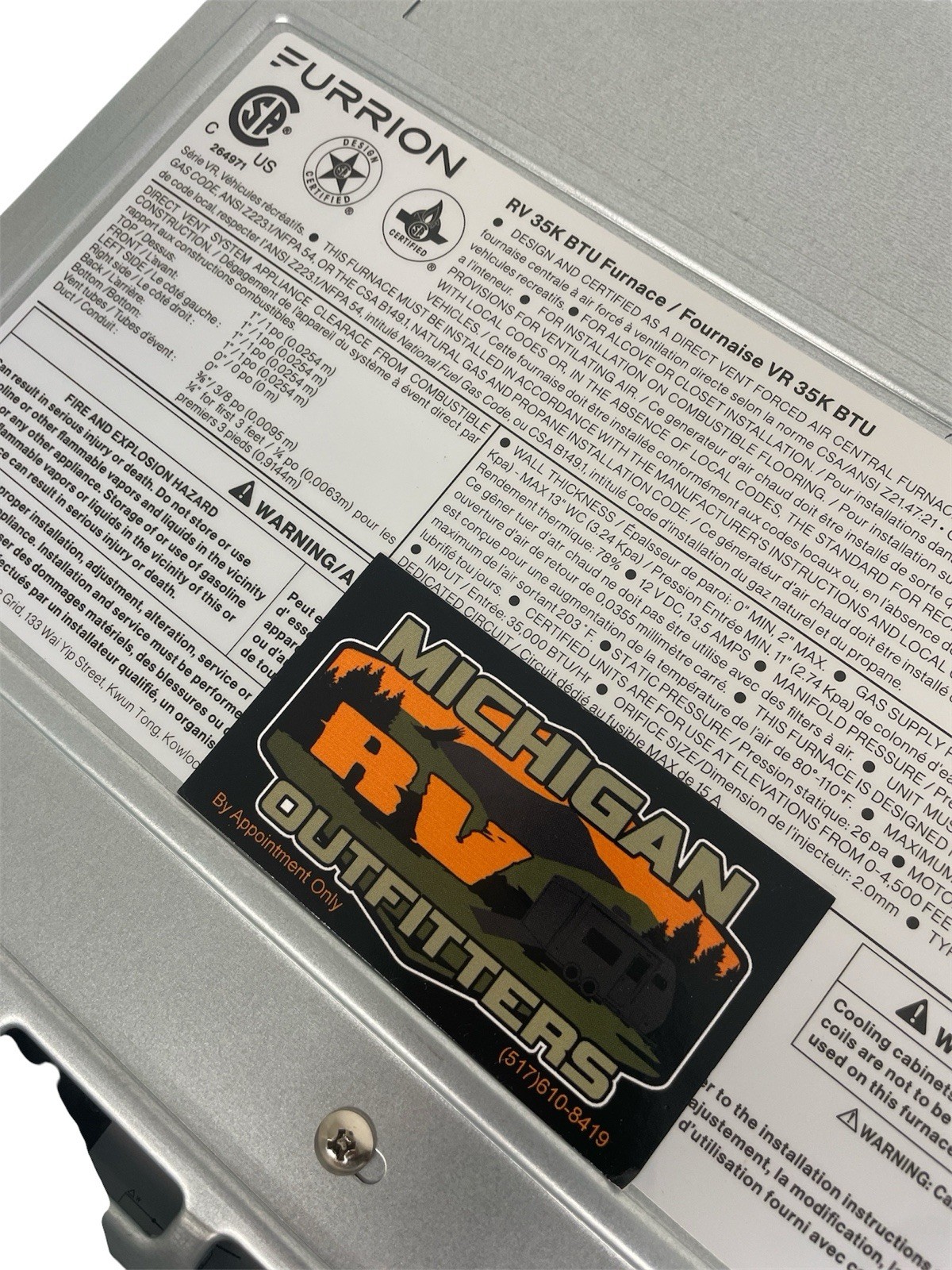 New 35,000 BTU RV Furnace LP Replaces Suburban SF-35Q SF-35VHQ SFV-35Q SF-35