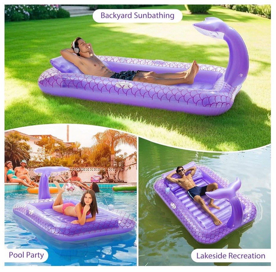 Moko Pool Floats Adult, Large Floating Bed with Ice Bar, Tanning Bed, 71.6x47.2"