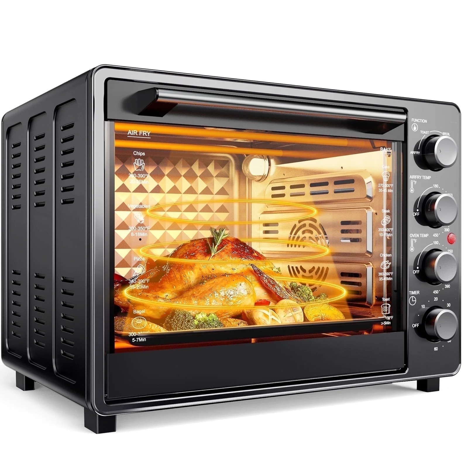 34QT Air Fryer Toaster Oven Combo Extra Large Countertop Cooker 1500W Oil-Less