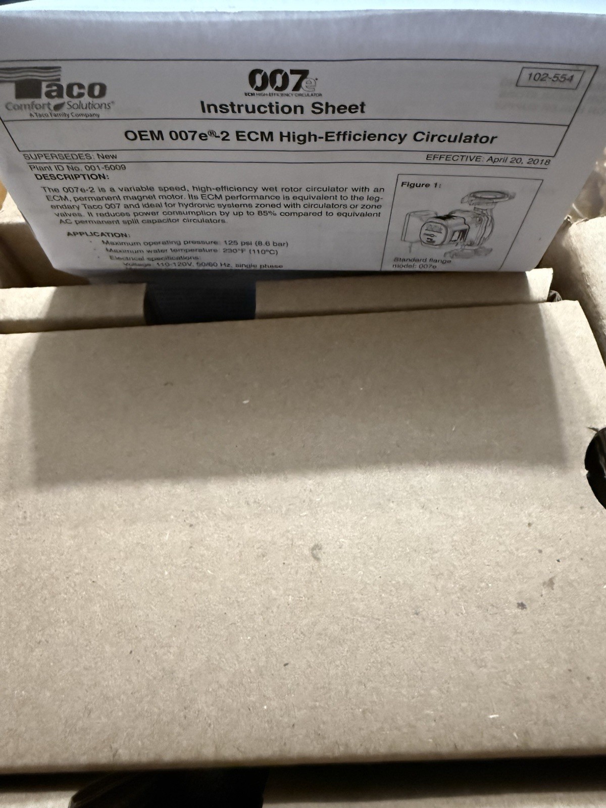 1- Taco VB1016-HY2-FC2H00 Cast Iron Flanged ECM 115/60/1 Circulator Pump - New