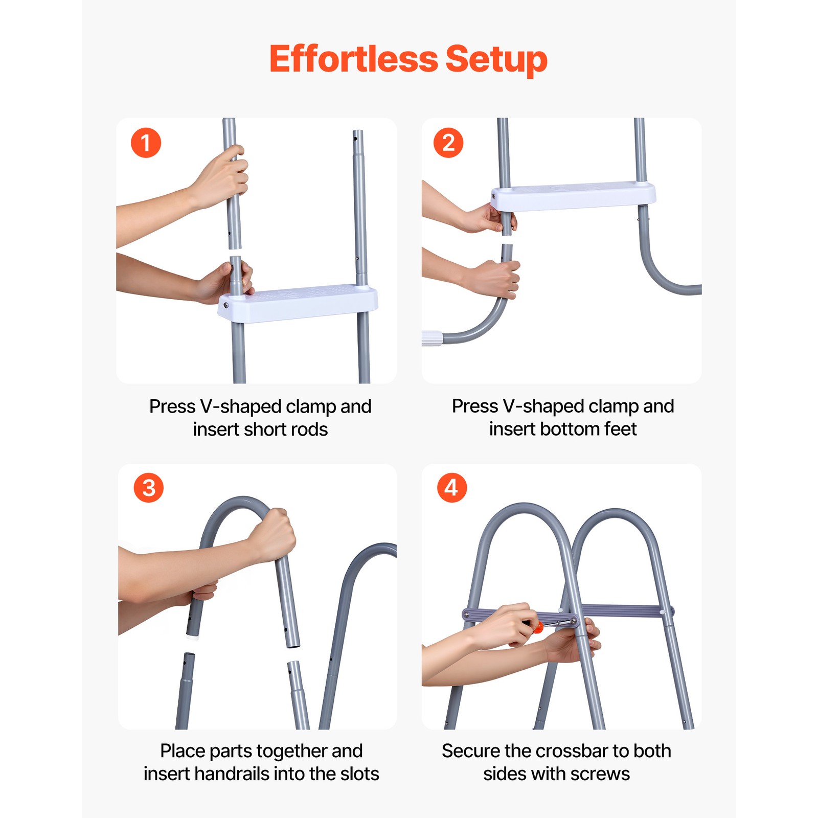 Uimoso 4-Step Steel A-Frame Pool Ladder for 48in Wall, 300lbs Capacity