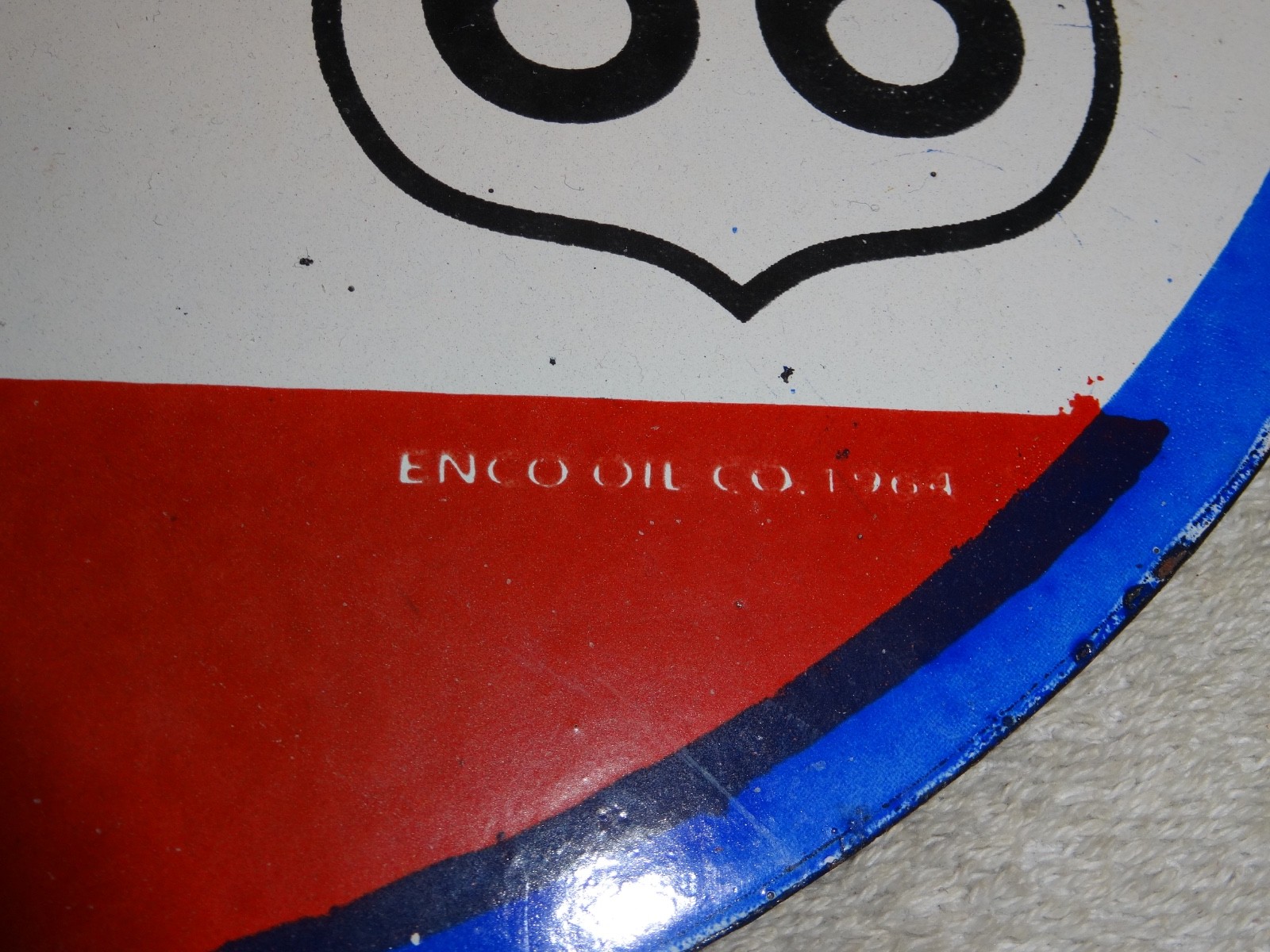 VINTAGE 1964 ESSO PUT A TIGER IN GAS TANK +ROUTE 66 11 3/4" PORCELAIN METAL SIGN