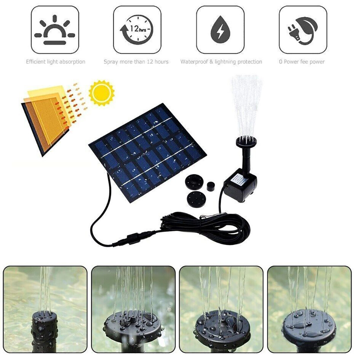 Solar Power Fountain Submersible Floating Water Pump Bird Bath Pond Garden Decor