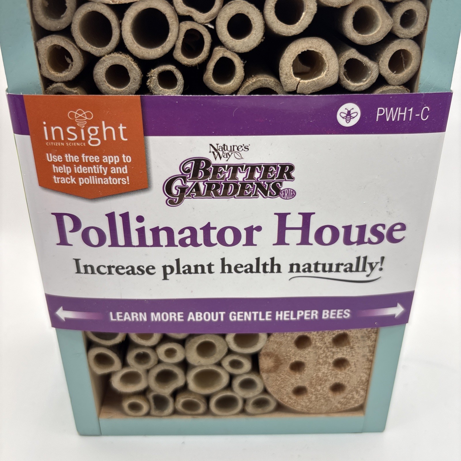 Nature’s Way Better Gardens Pollinator Bug Mason Bee House Wooden Green Blue