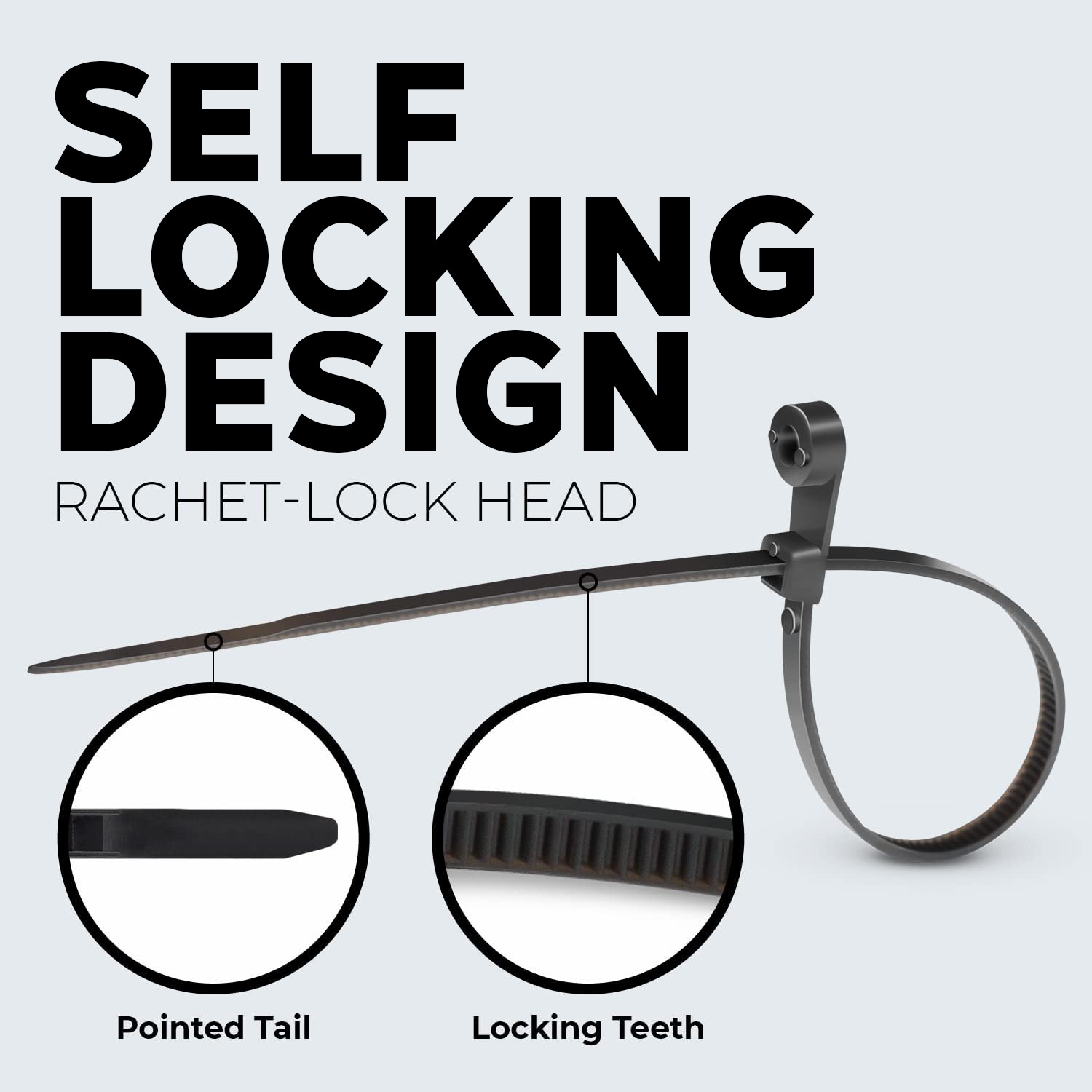 100 Pieces 8" UV Black Nylon Cable Zip Ties Strong with Screw Down Hole