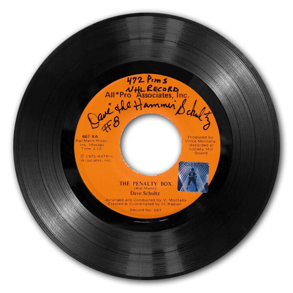 Dave Schultz THE PENALTY BOX Philadelphia Flyers Autographed Record 45 RPM RARE