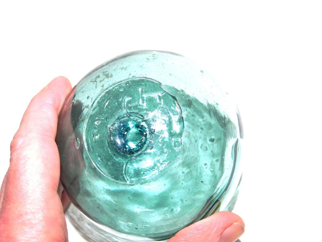 Vtg Glass Japanese Fish Float Swirl 3.5" G Makers Mark Alaska Found Fishing