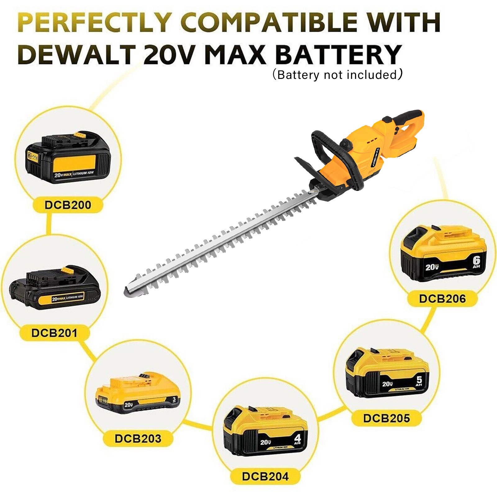 For Dewalt 20V Battery 20" Handheld Electric Cordless Hedge Trimmer Bush Trimmer