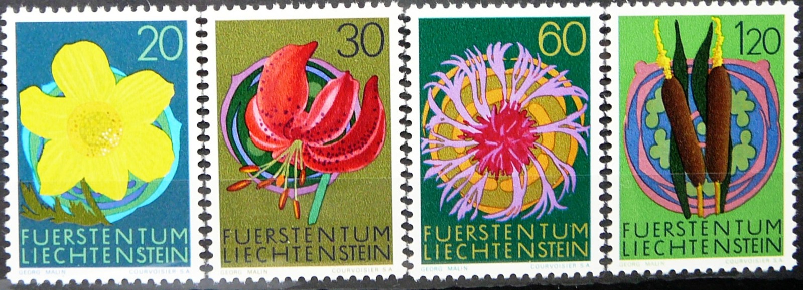 Liechtenstein stamps - Flowers_1972-MNH.