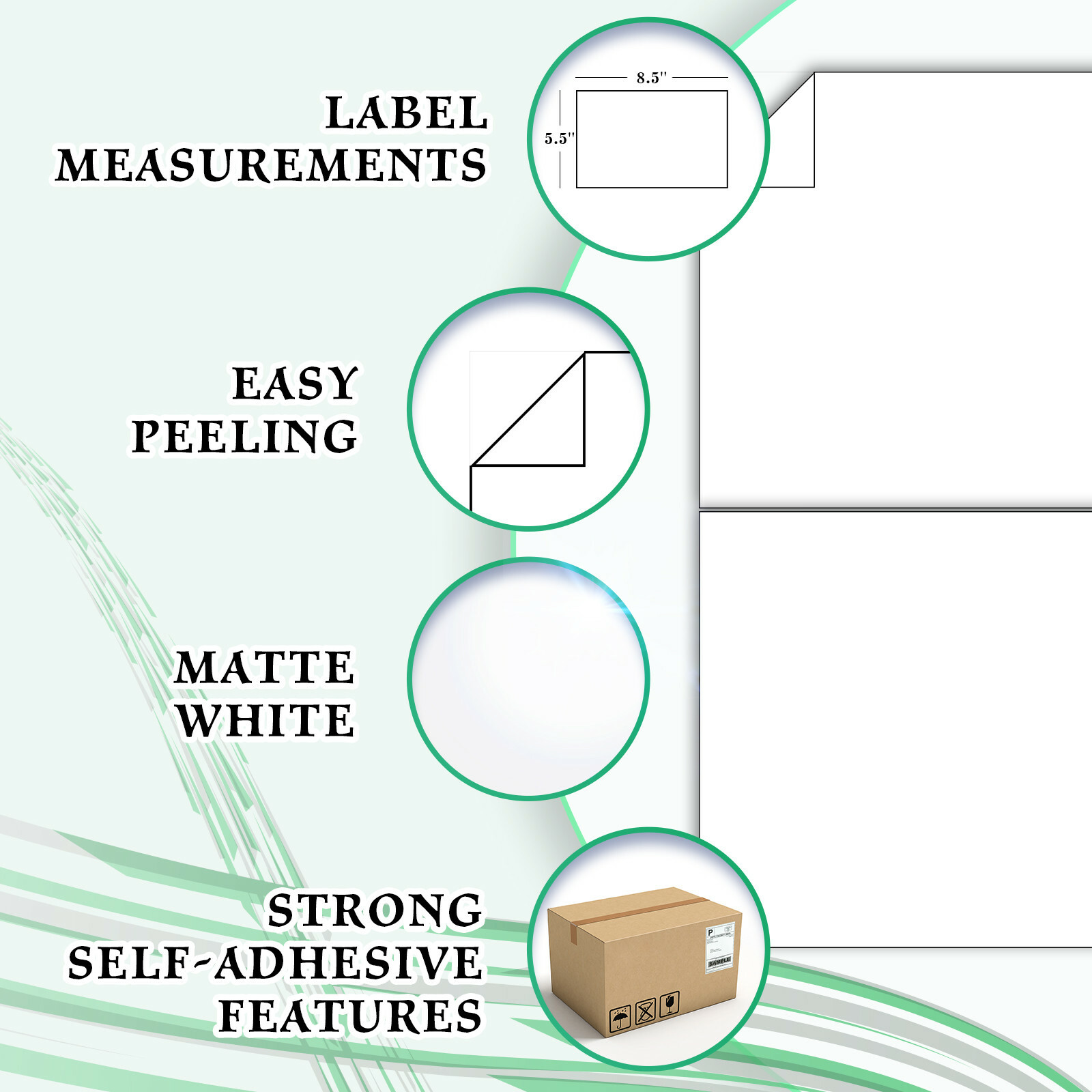 1100 Shipping Labels 8.5x5.5 Self Adhesive Half Sheet Shipping Labels 1000 + 100