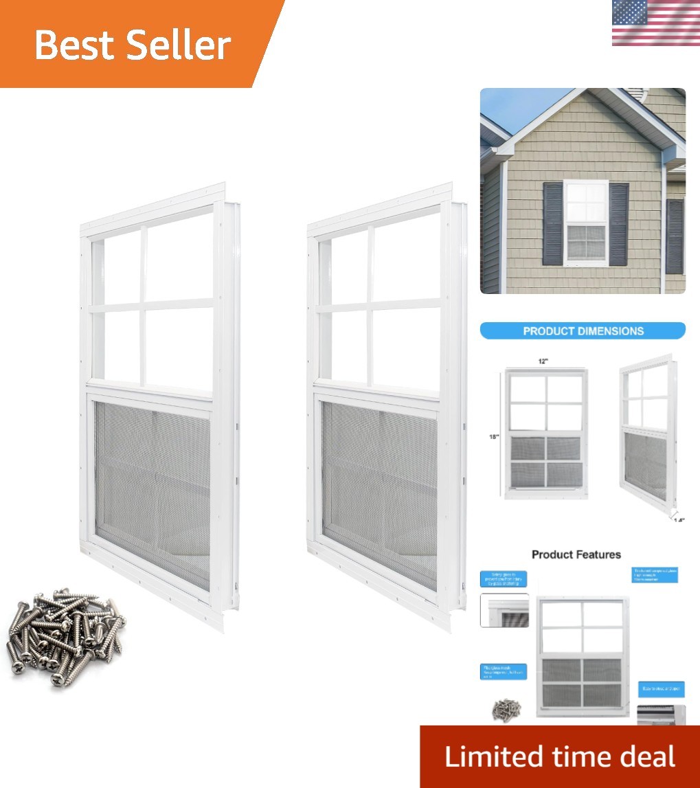 Corrosion-Resistant 12 x 18 Shed Windows - 2 Pack with Quick DIY Installation