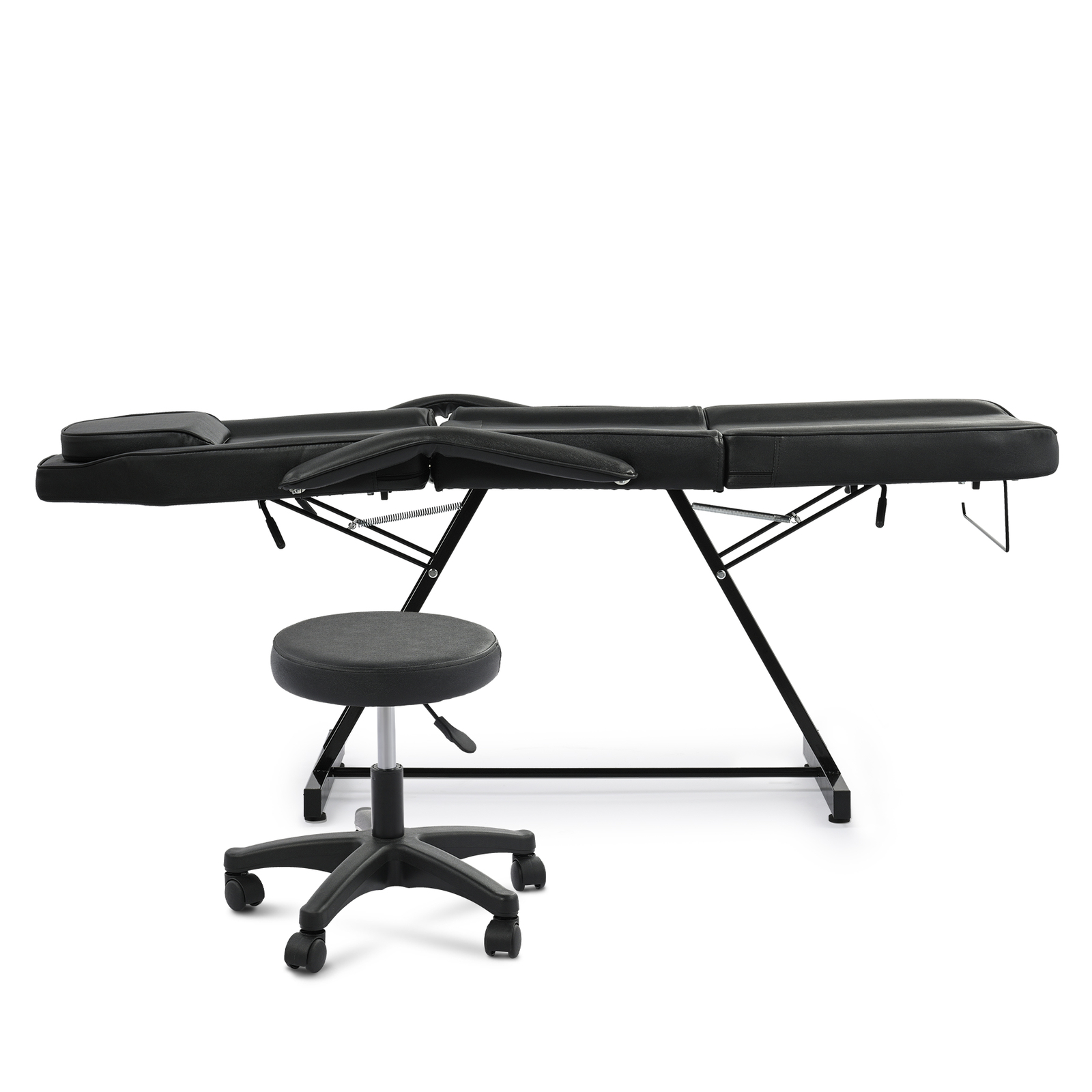 Adjustable Massage Bed w Chair Professional Salon Equipment for Home Salon Black