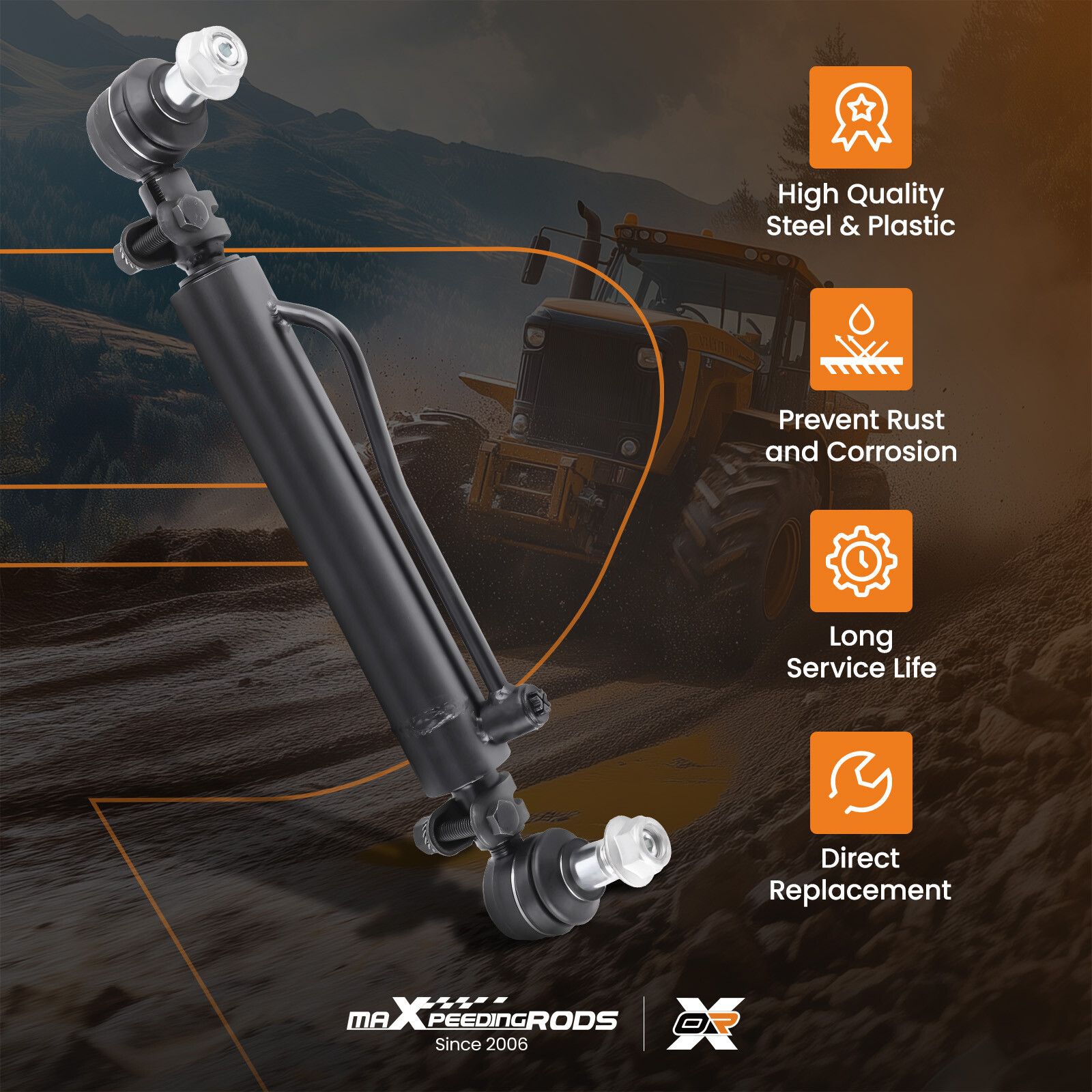 2X Steering Cylinder for Case 580C 580D 580E 580F 580SD 580SE 584D 234447A1