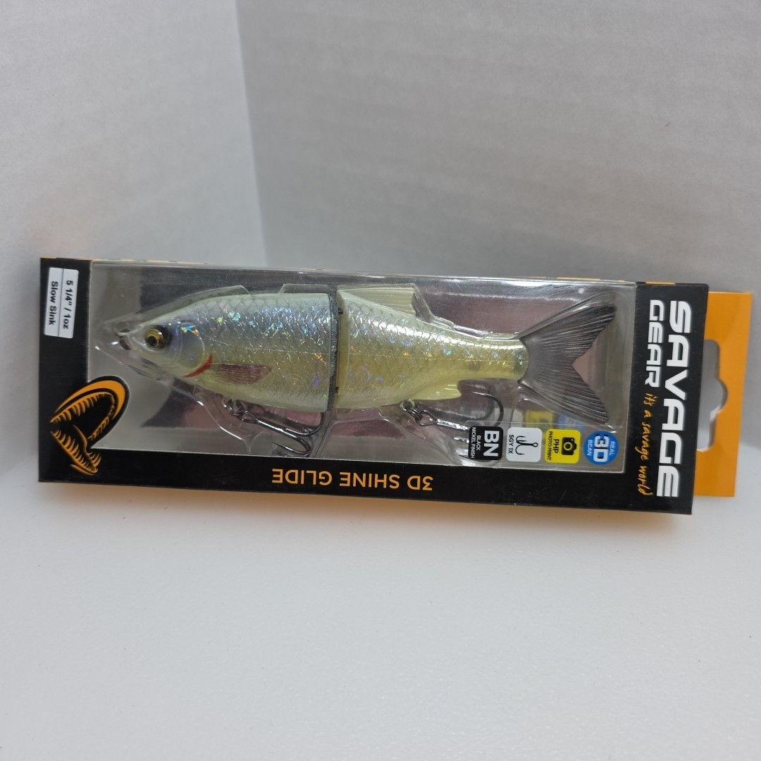 SAVAGE GEAR 3D SHINE GLIDE  5.25”.  1oz.  SLOW SINKING Bone Swim bait Lure