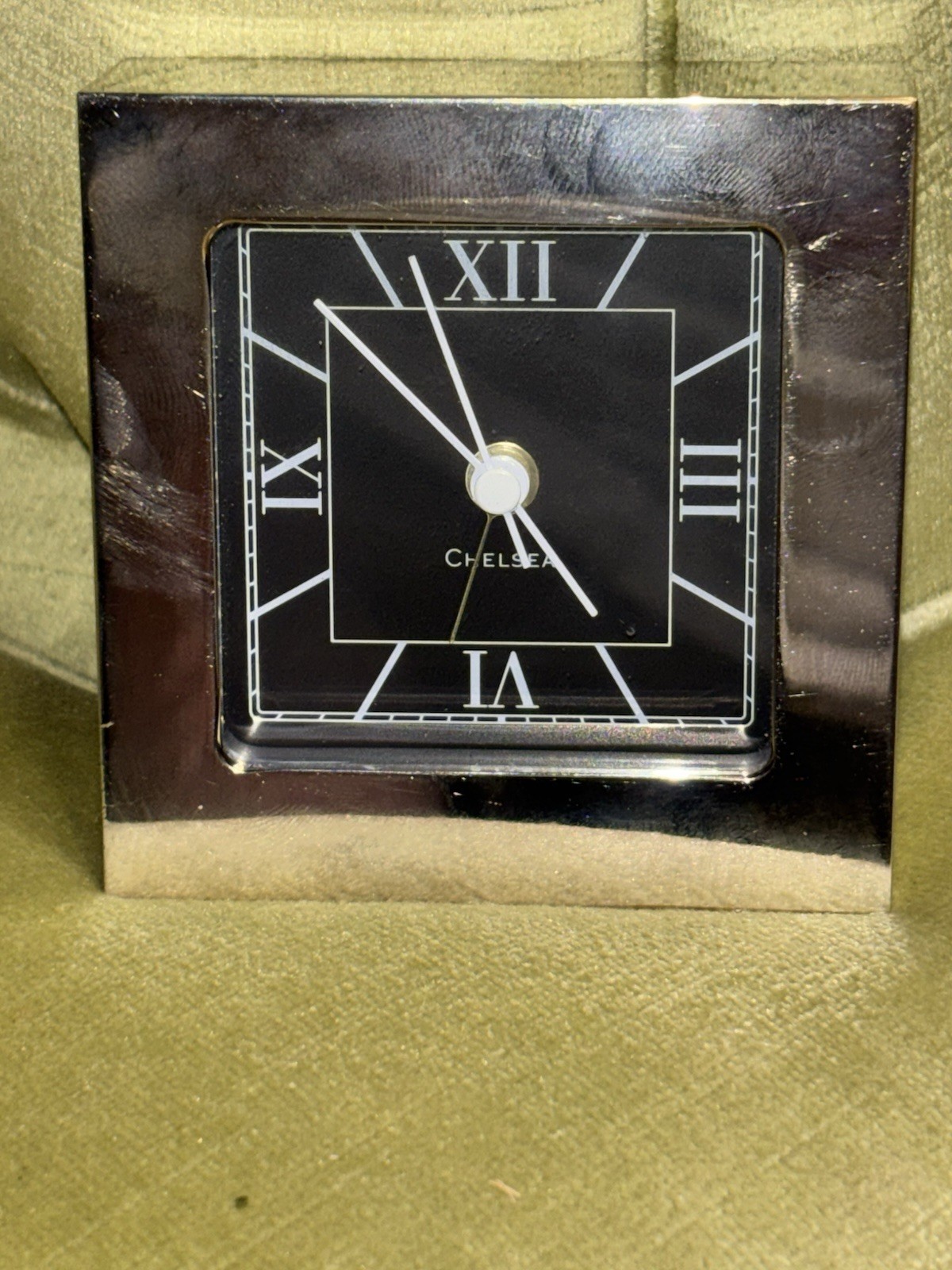 Chelsea Polished Nickle Art Deco Desk Alarm Clock German Quartz Movment 3"