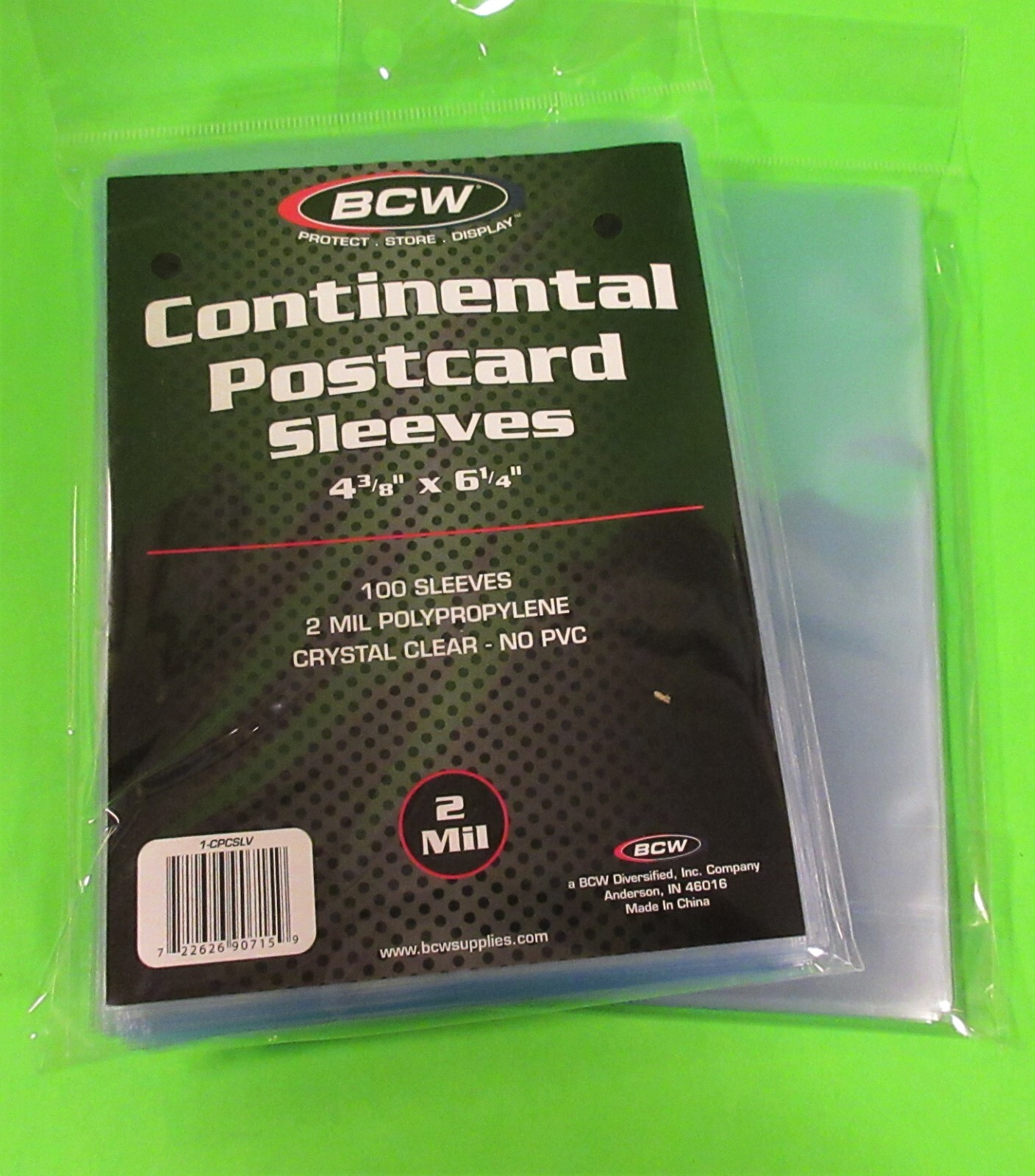 500 CONTINENTAL EUROPEAN POSTCARD SLEEVES, 2 MIL CRYSTAL CLEAR , 4-3/8 X 6-1/4