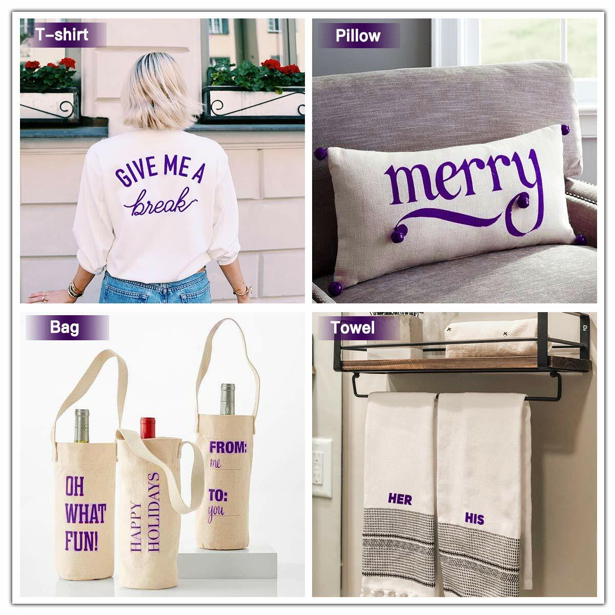 HTVRONT Heat Transfer Vinyl Roll Iron on Heat Press HTV T-shirt 12"x 5FT-50FT