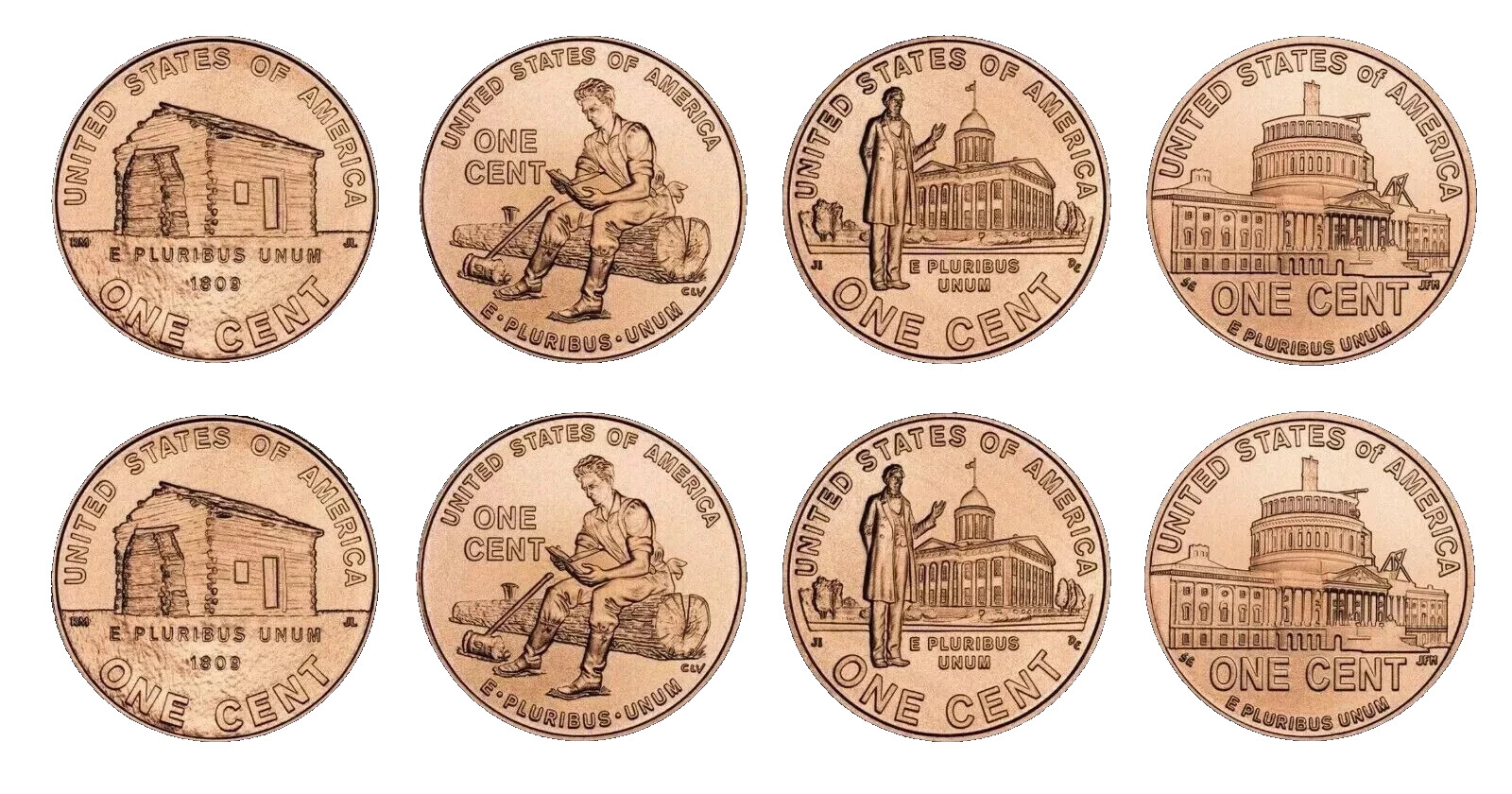 Complete Set Lincoln Bicentennial 2009 Cent Penny P & D From Mint Rolls 8 Coins