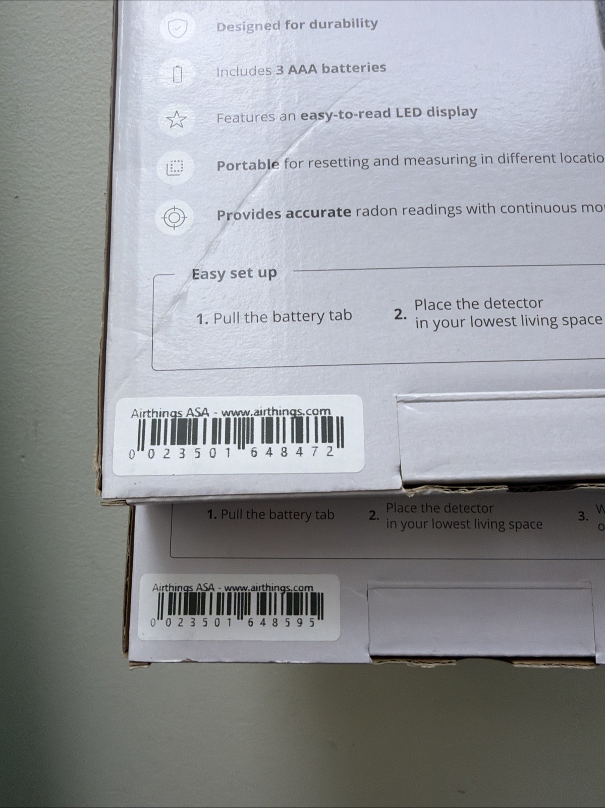 Airthings Battery Operated Digital Radon Detector 2350