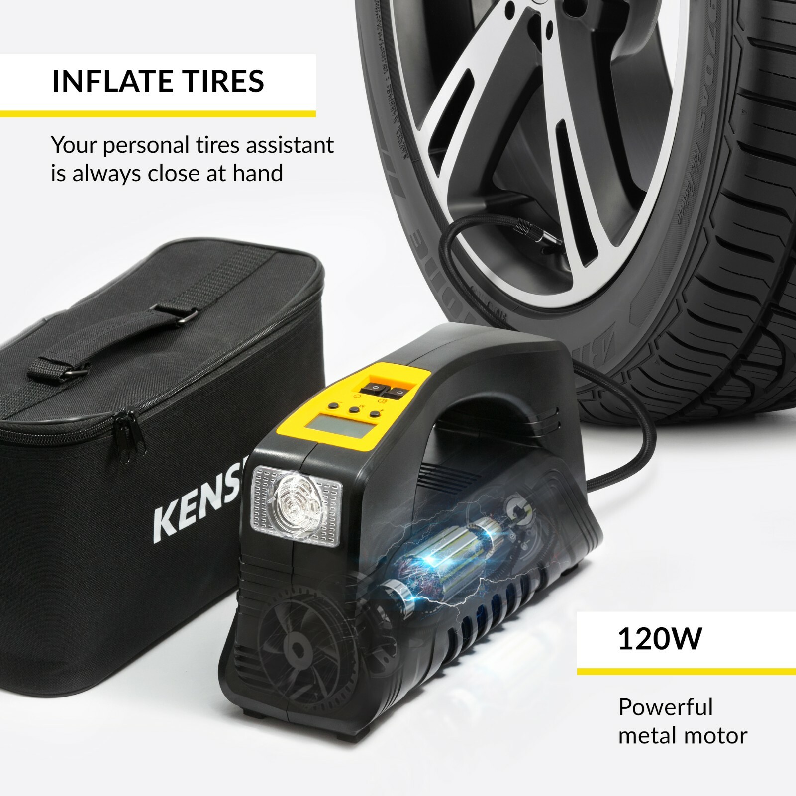 Air Compressor kensun Tire inflator portable digital Electric ac\dc