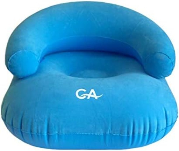 Inflatable Flocking Lounger Sofa Blue Portable Camping Relax Chair 23.5"x23.5...