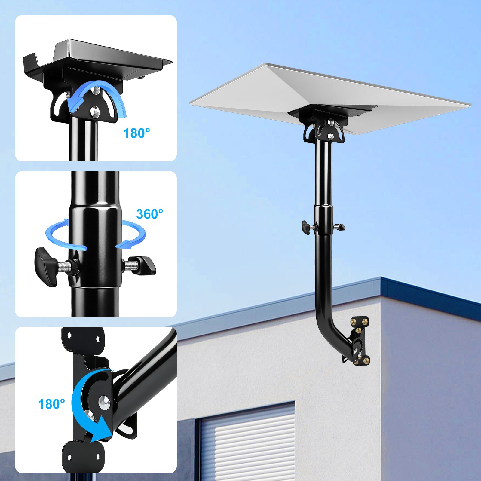 Starlink Gen 3 Mount 180° Adjustable Wall/Roof Mounting Standard Gen 3 Pipe Kit