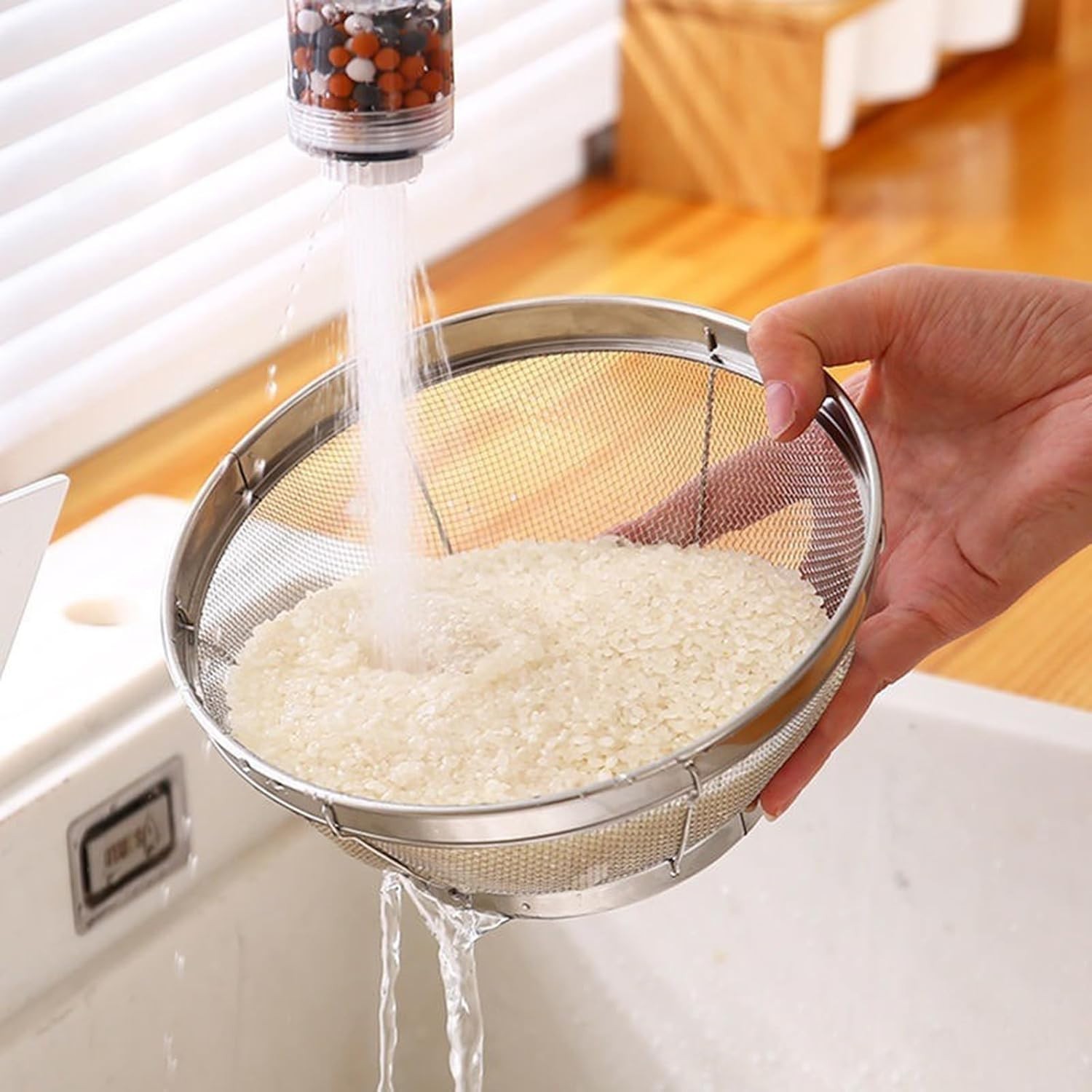 tastyWay 3Pcs Colander Baskets Stainless Steel Fine Mesh Strainer for Kitchen