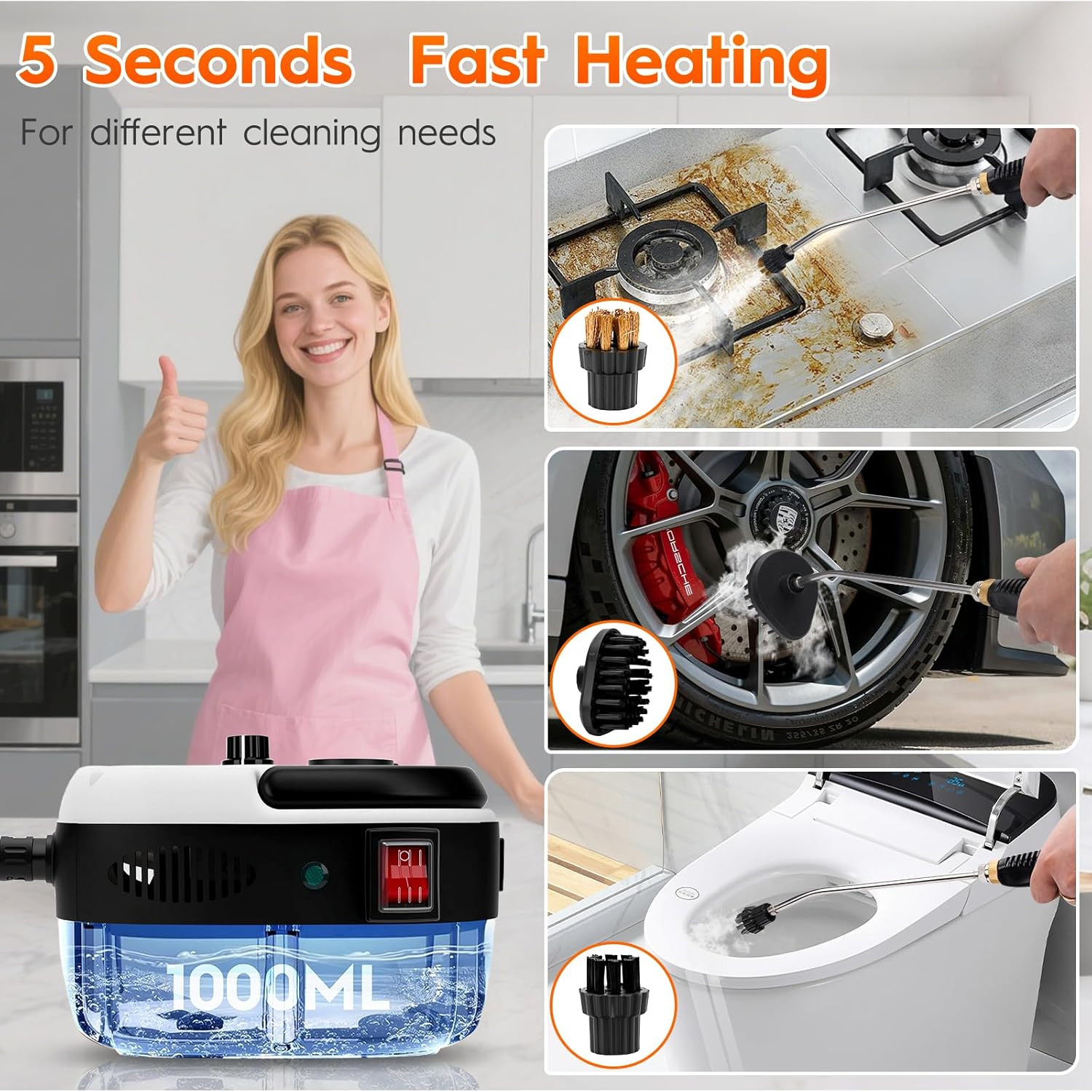 2500W Handheld Car Detailing Cleaning Machine High Temp Steam Cleaner Household