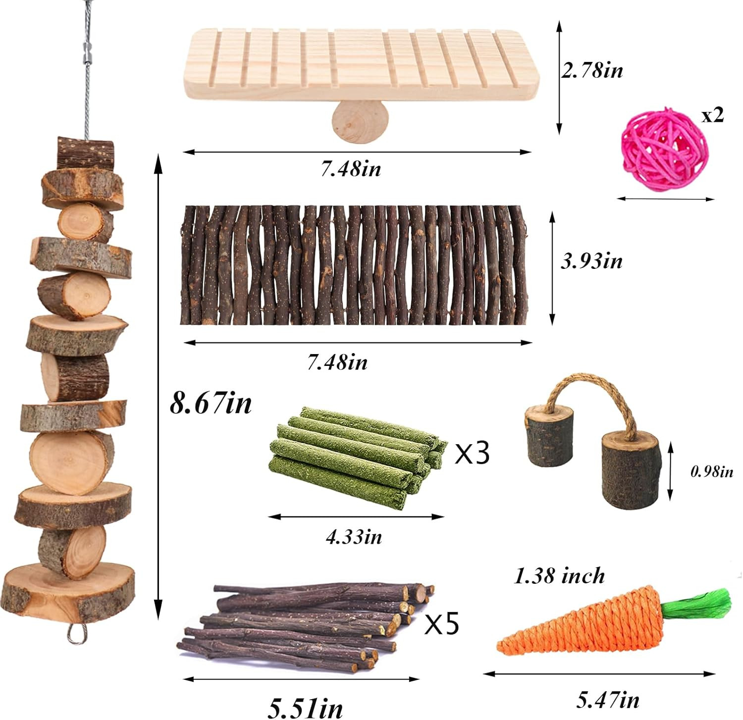 Hamster Toys, Guinea Pig Chew Toys Small Animal Enrichment Toys Cage Accessories