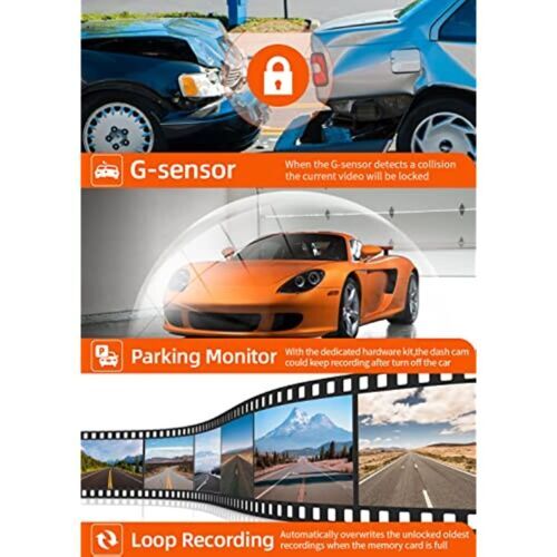 WOLFBOX 4K 12" Dash Cam Mirror GPS Car Rear View Backup Dual Camera Night Vision