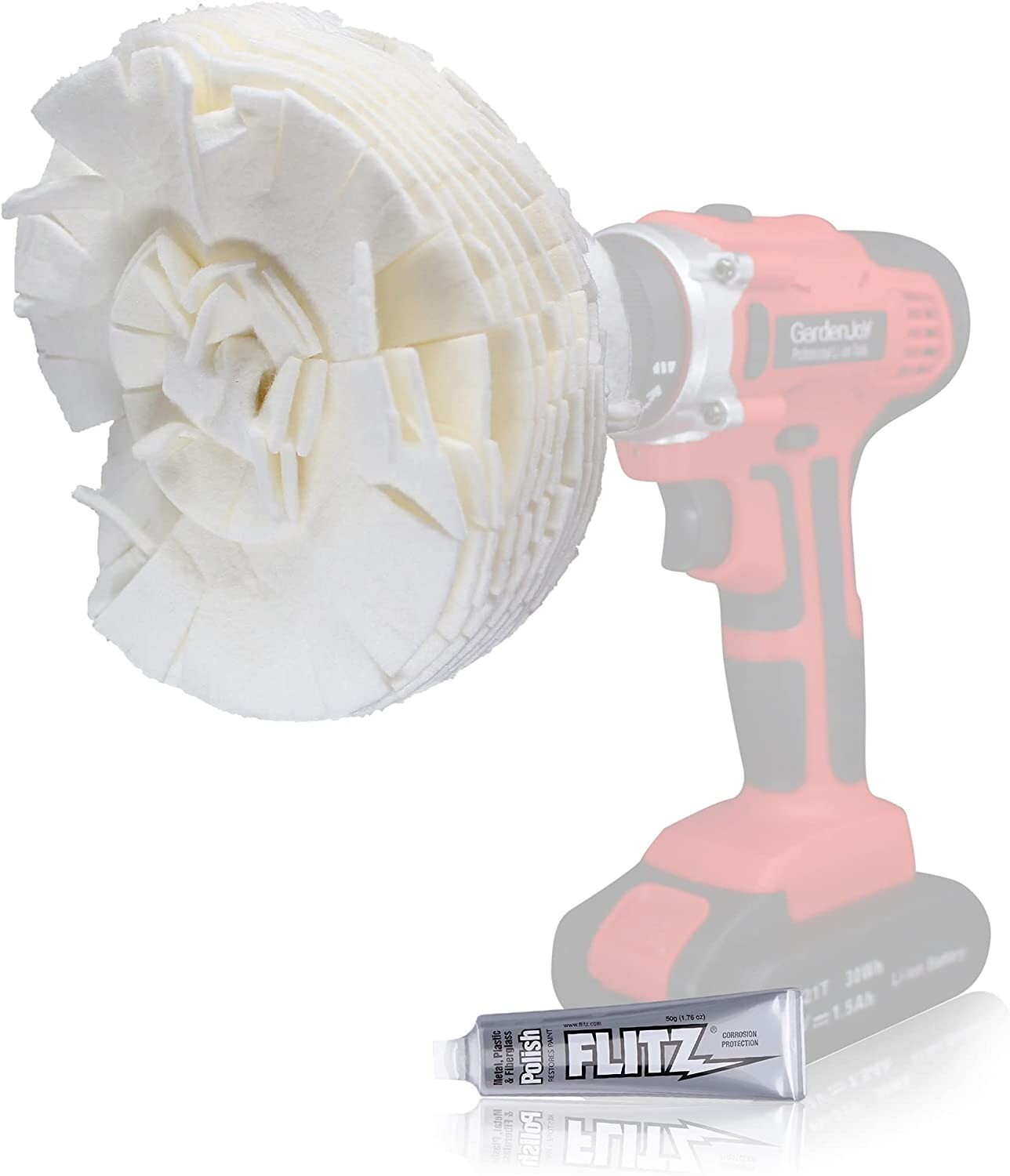 FLITZ EXTRA LARGE 7" BUFF BALL w/1.76oz Metal, Plastic & Fiberglass Polish