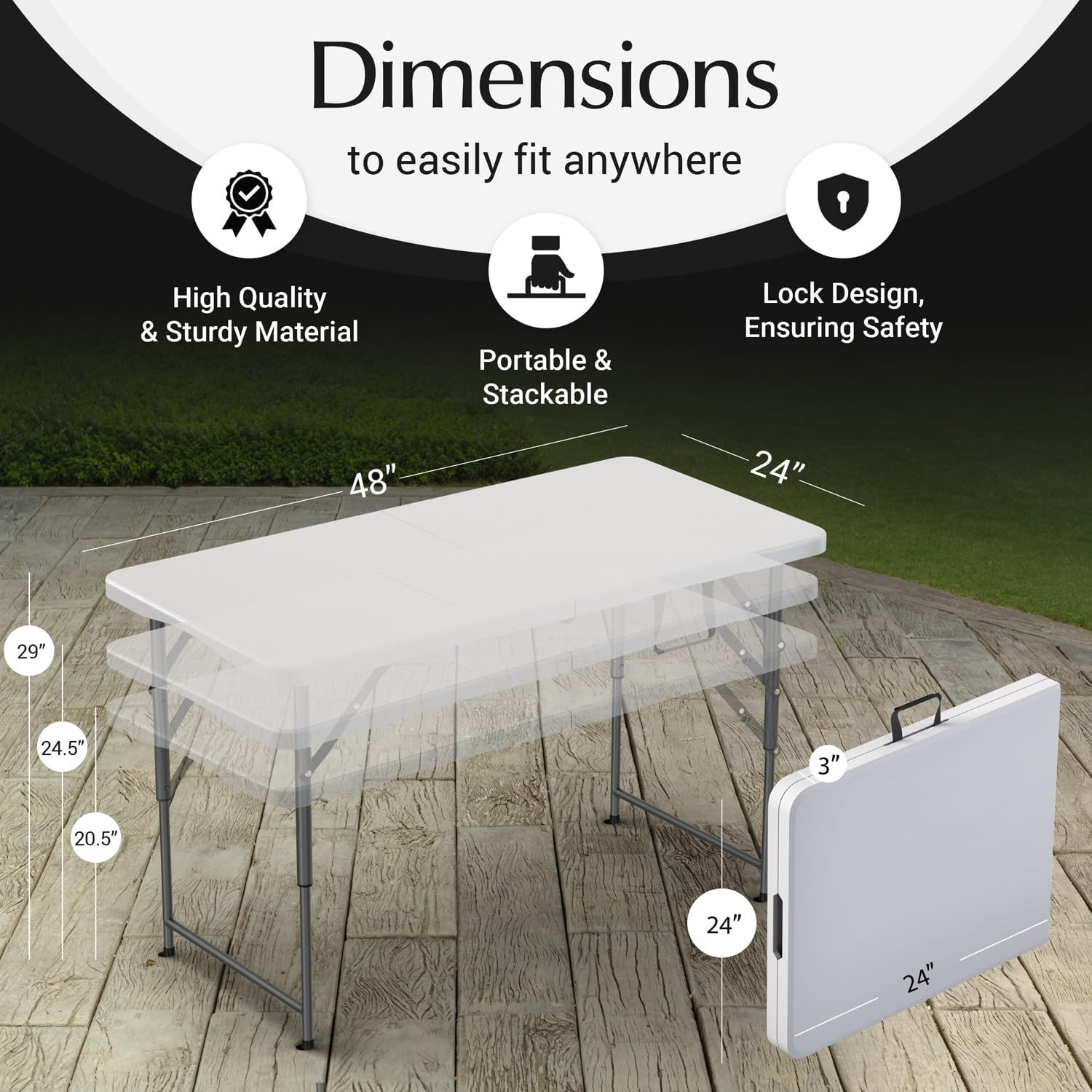 3/4/6 Ft Folding Plastic Table Indoor Outdoor Dining Party Picnic Banquet Heavy